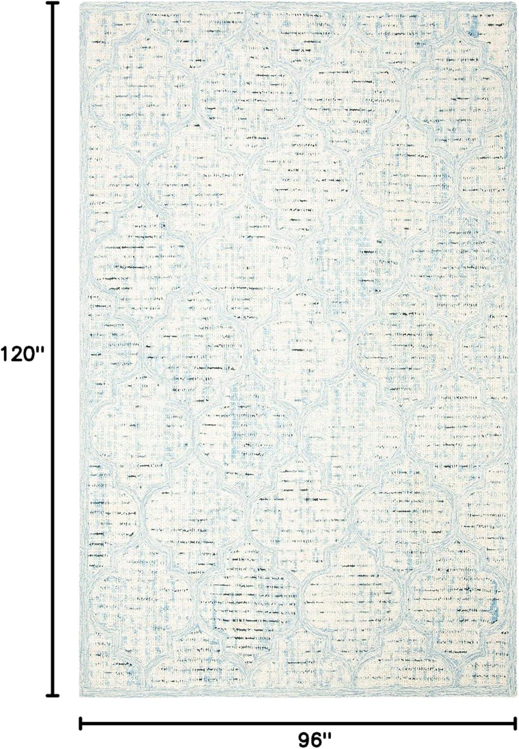 Abstract ABT474 Handmade Indoor Area Rug - Ivory/Turquoise - 8'x10' - Safavieh
