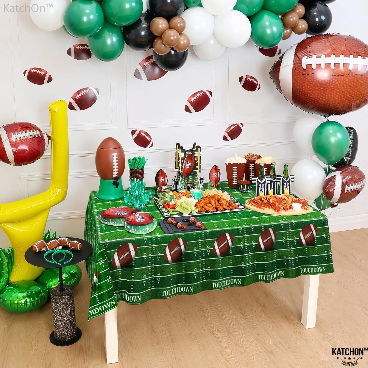 Juvale 3 Pack Football Plastic Tablecloth for Game Day Party, Green Table Cover (54 x 108 in)