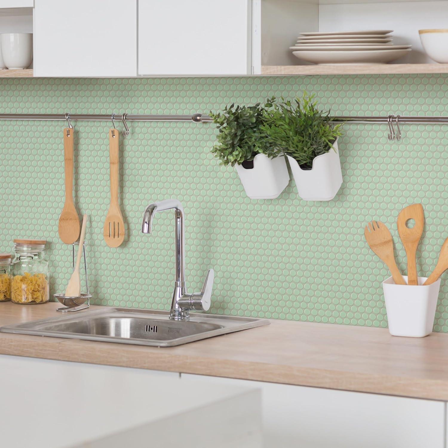 Metro Penny Matte Light Green 9-3/4 in. x 11-1/2 in. Porcelain Mosaic Tile (8.0 sq. ft./Case)