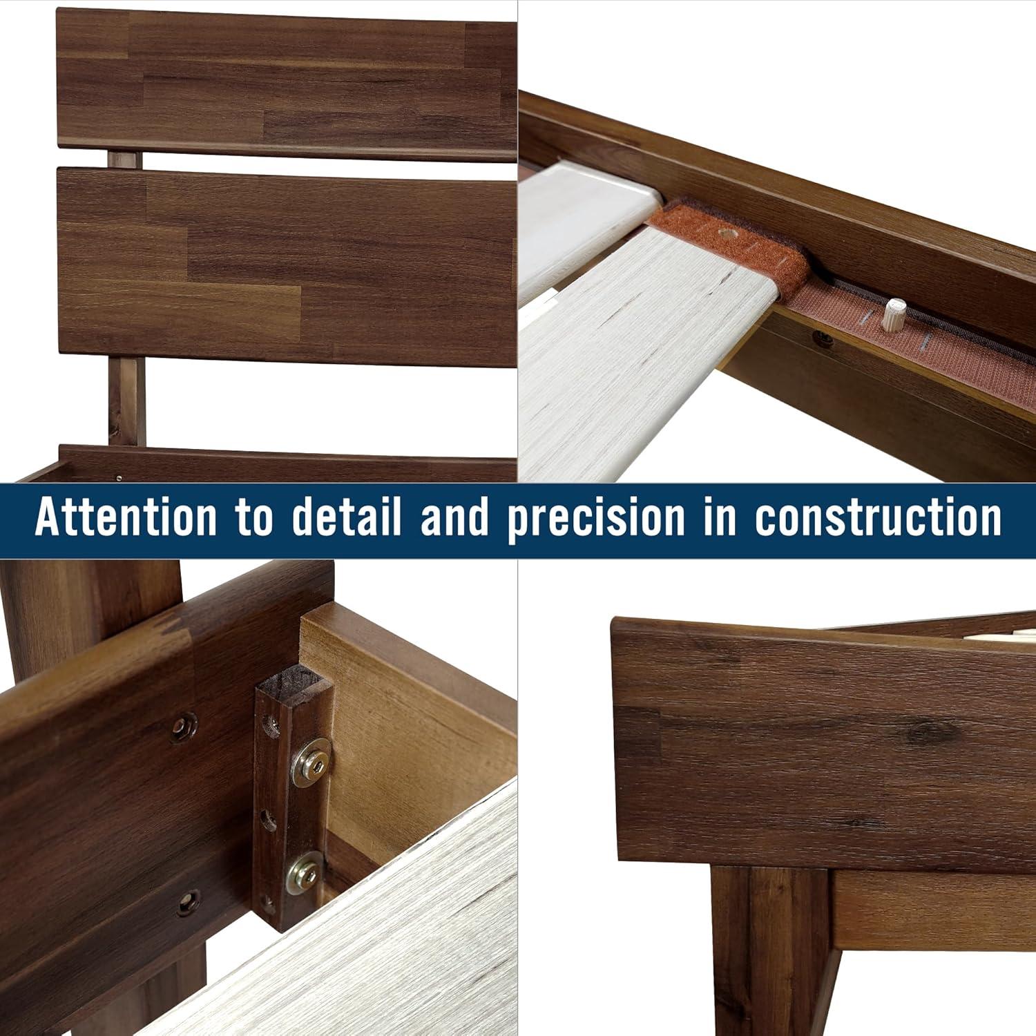 Acacia Aurora Premium Solid Wood Platform Bed Frame and High Headboard, King Bed Frame with Headboard Included, Mid Century Modern Bed with 5 years Warranty