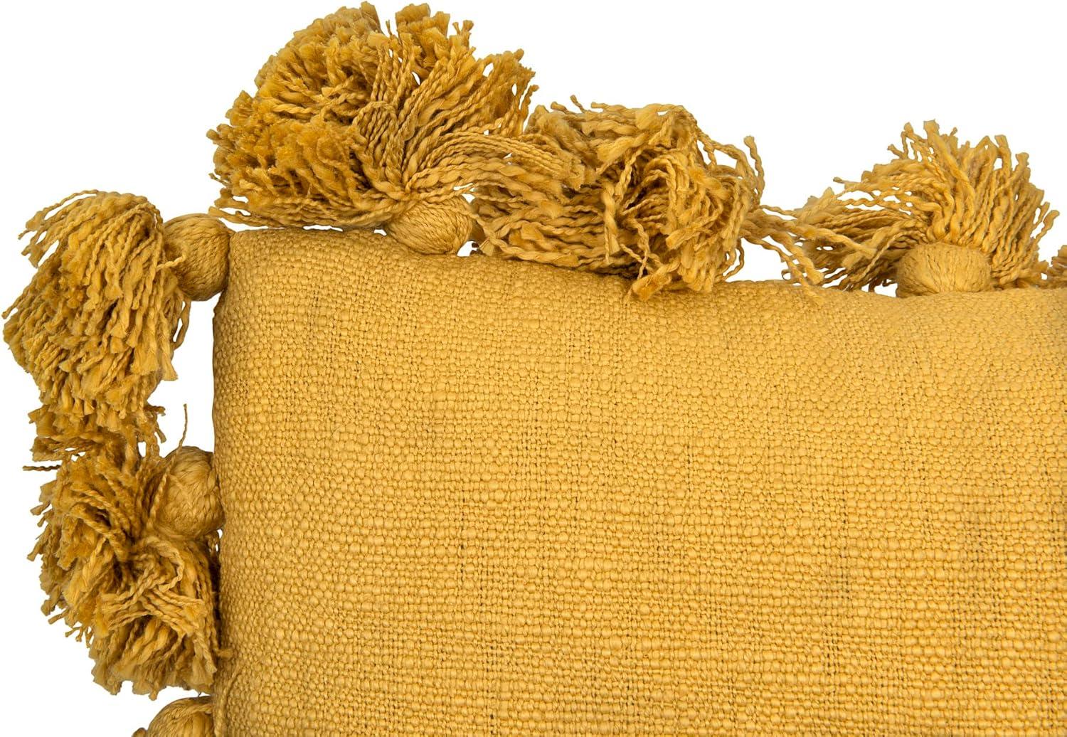 Creative Co-Op Woven Cotton Slub Pillow with Tassels, Mustard