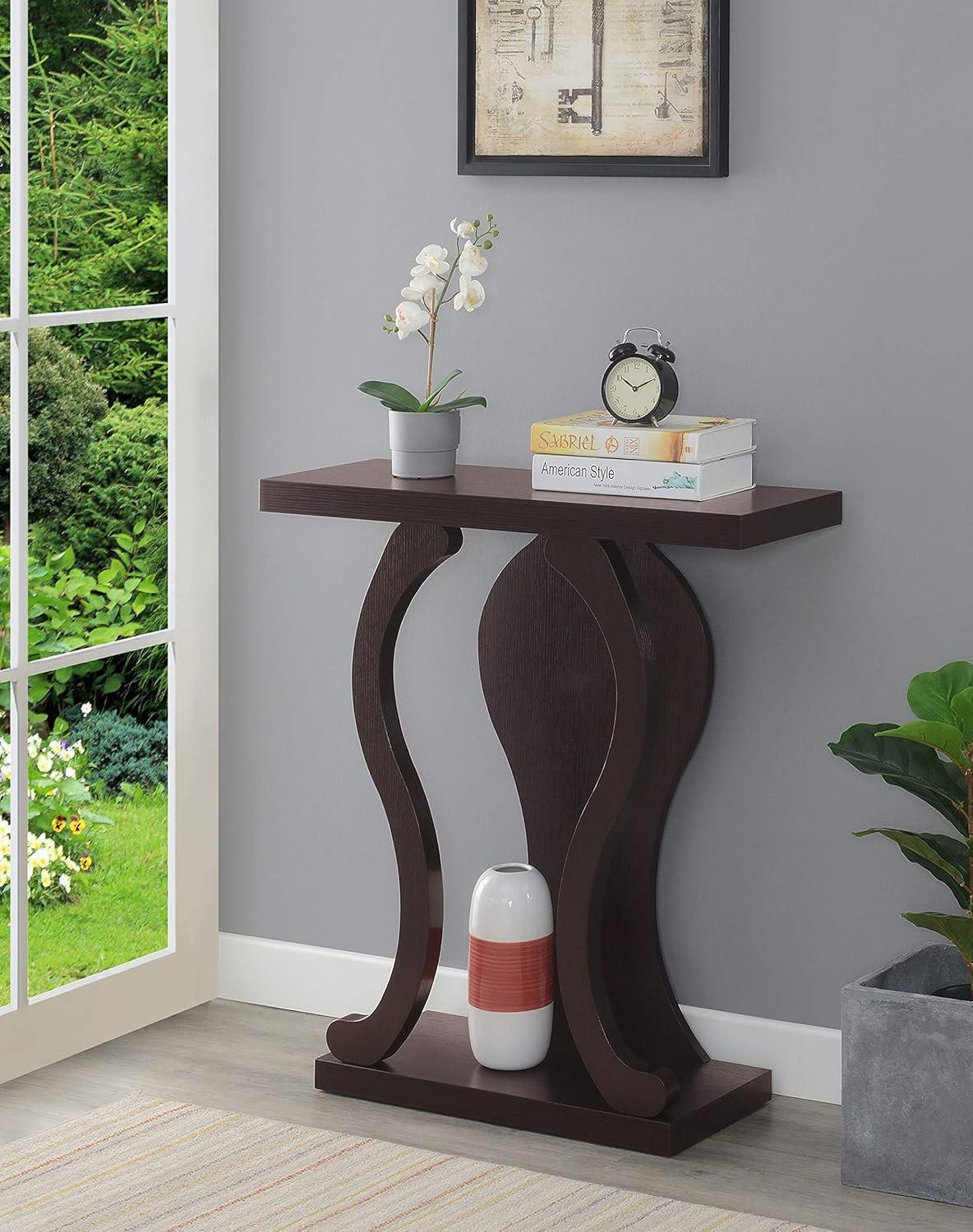 Newport Terry B Espresso Wood Console Table with Storage Shelf