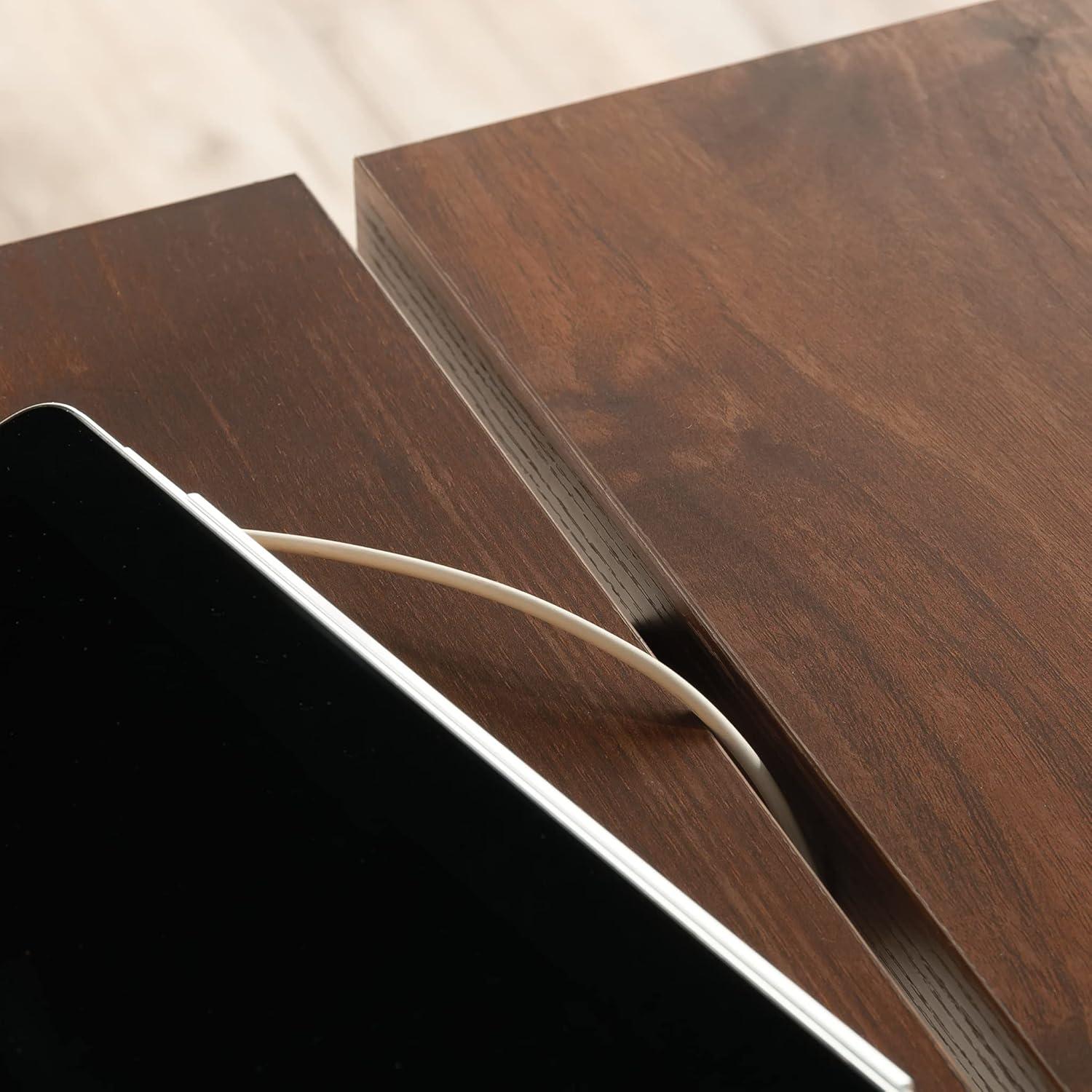 Sauder Boone Mountain Dining Table Grand Walnut: 1" Thick Top, Seats 4, Laminated Surface, Metal Frame: CARB Certified, Non-Extendable