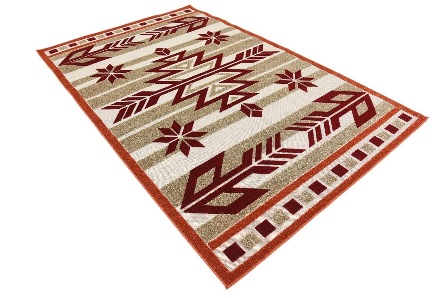 Unique Loom 5' 1 x 8' 0 Burgundy Outdoor Modern Albuquerque Area Rug