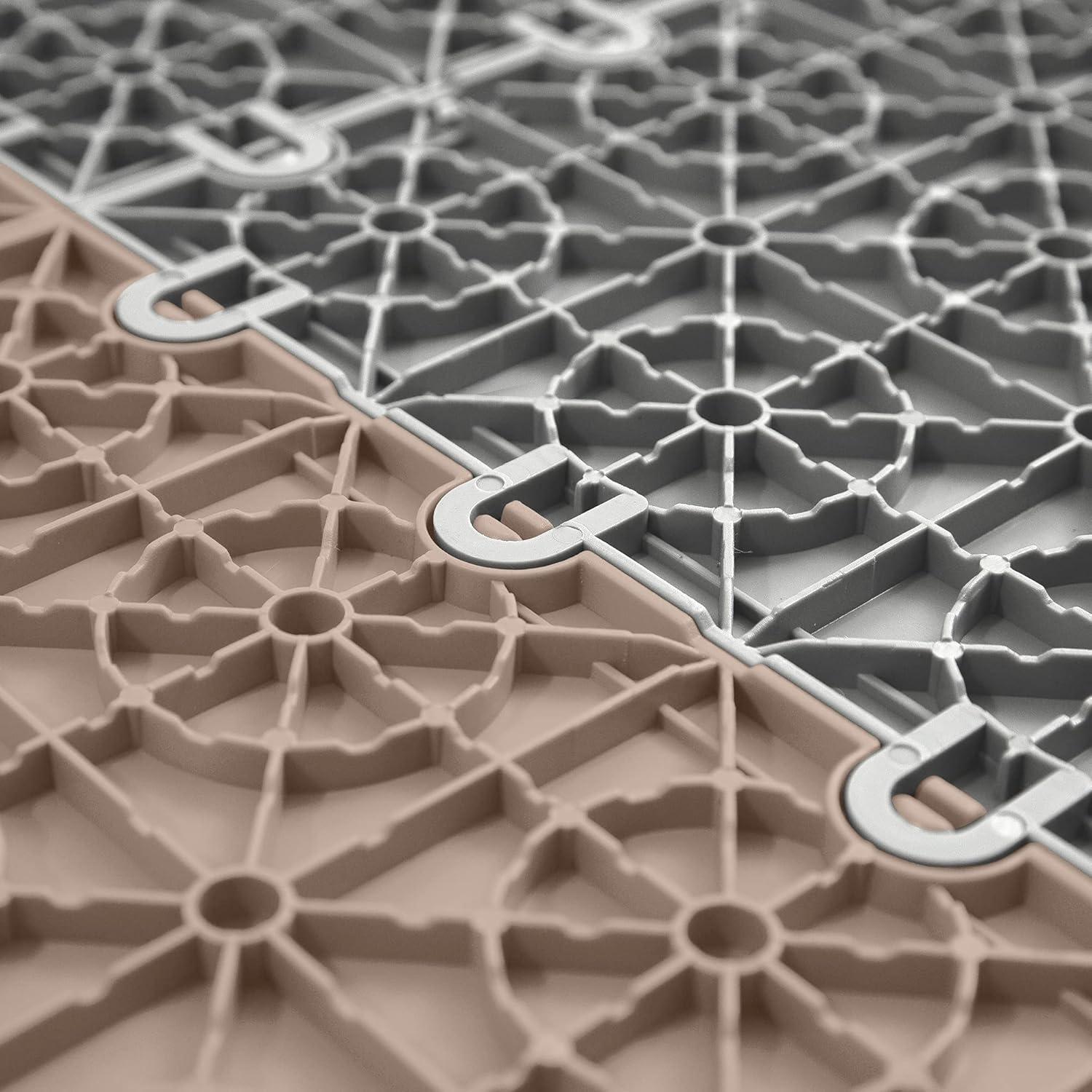 FlooringInc's Nitro 12"x12" Snap-Together Garage Flooring Tiles, Non-Slip Interlocking Plastic Garage Floor Mat, Garage Organization & Garage Storage, Diamond Pattern, Sahara Sand, 52 Tiles, 52 Sq/Ft
