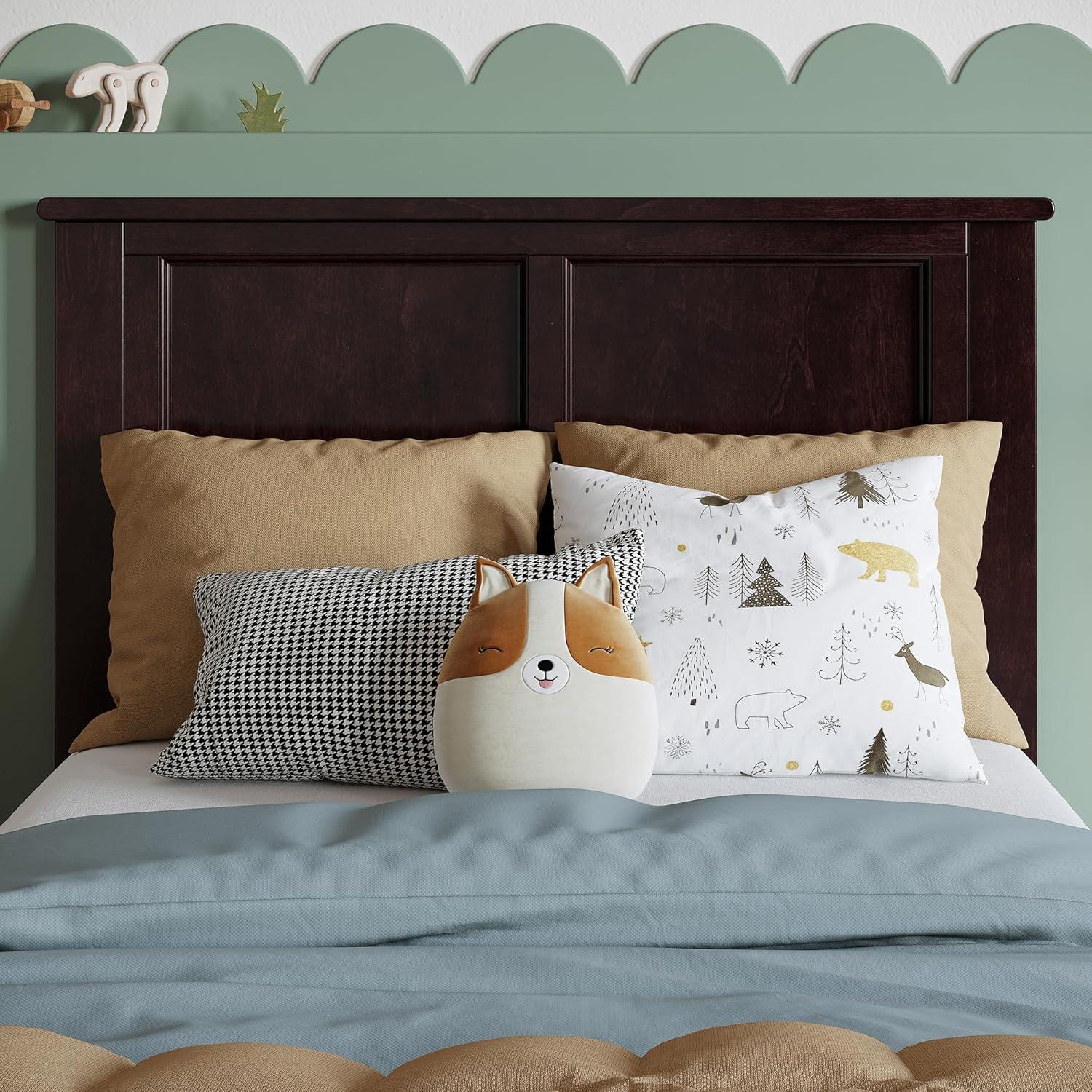 AFI Charlotte Cama con Plataforma de Perfil Bajo de Madera Maciza con Pie de Cama a Juego, Espresso