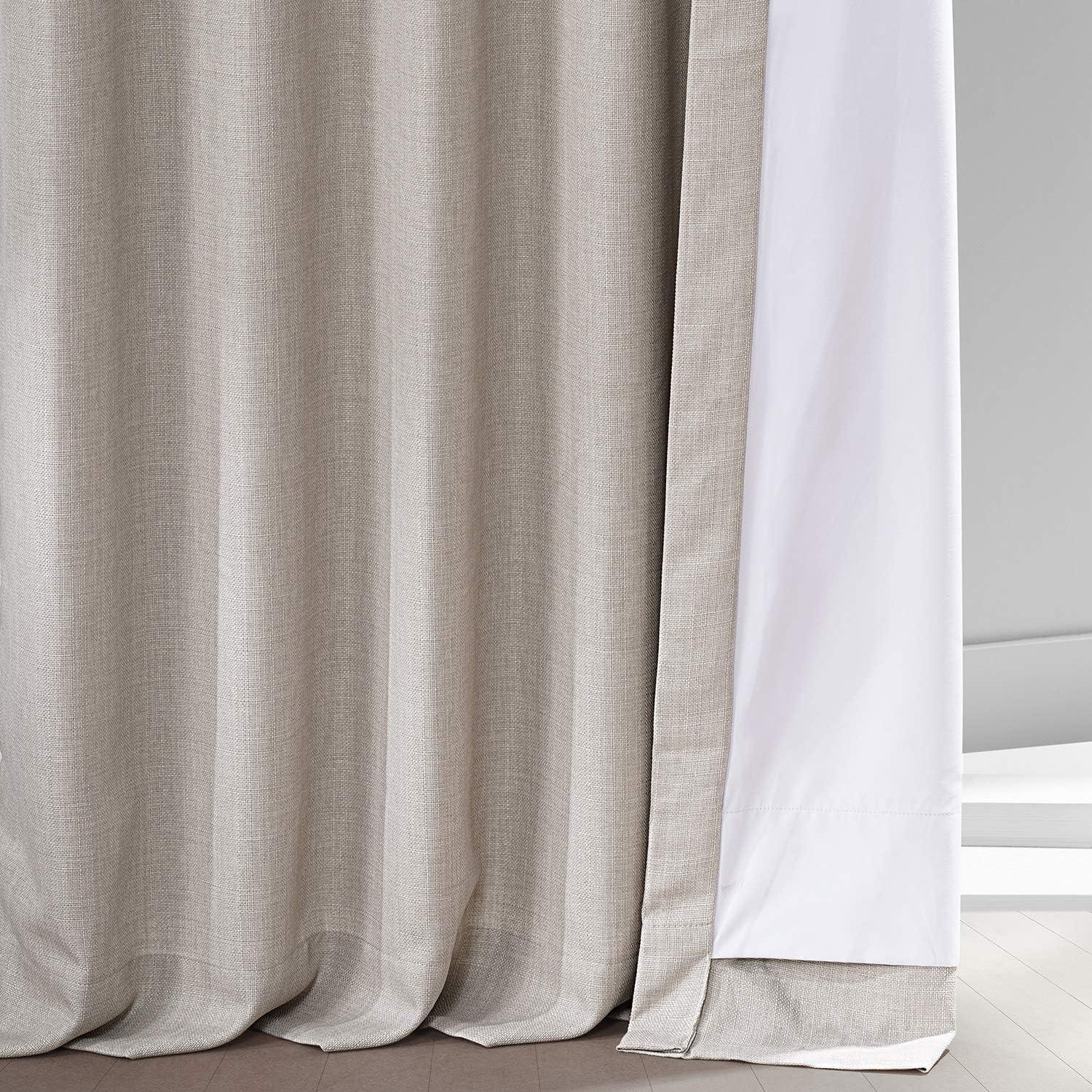 Safari Tan Faux Linen Blackout Curtain Panel, 50W x 108L