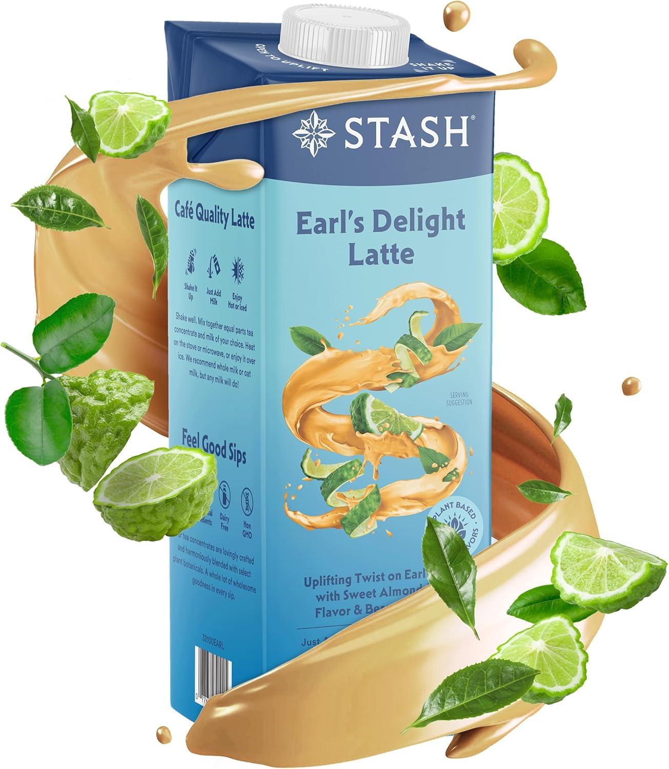 STASH Earl's Delight Earl Grey Tea Latte Concentrate - Barista Style Caffeinated Black Tea Beverage - Crafted in Oregon - Plant Based and Dairy-Free, Serve Hot or Iced, 32 fl oz (Pack of 6)