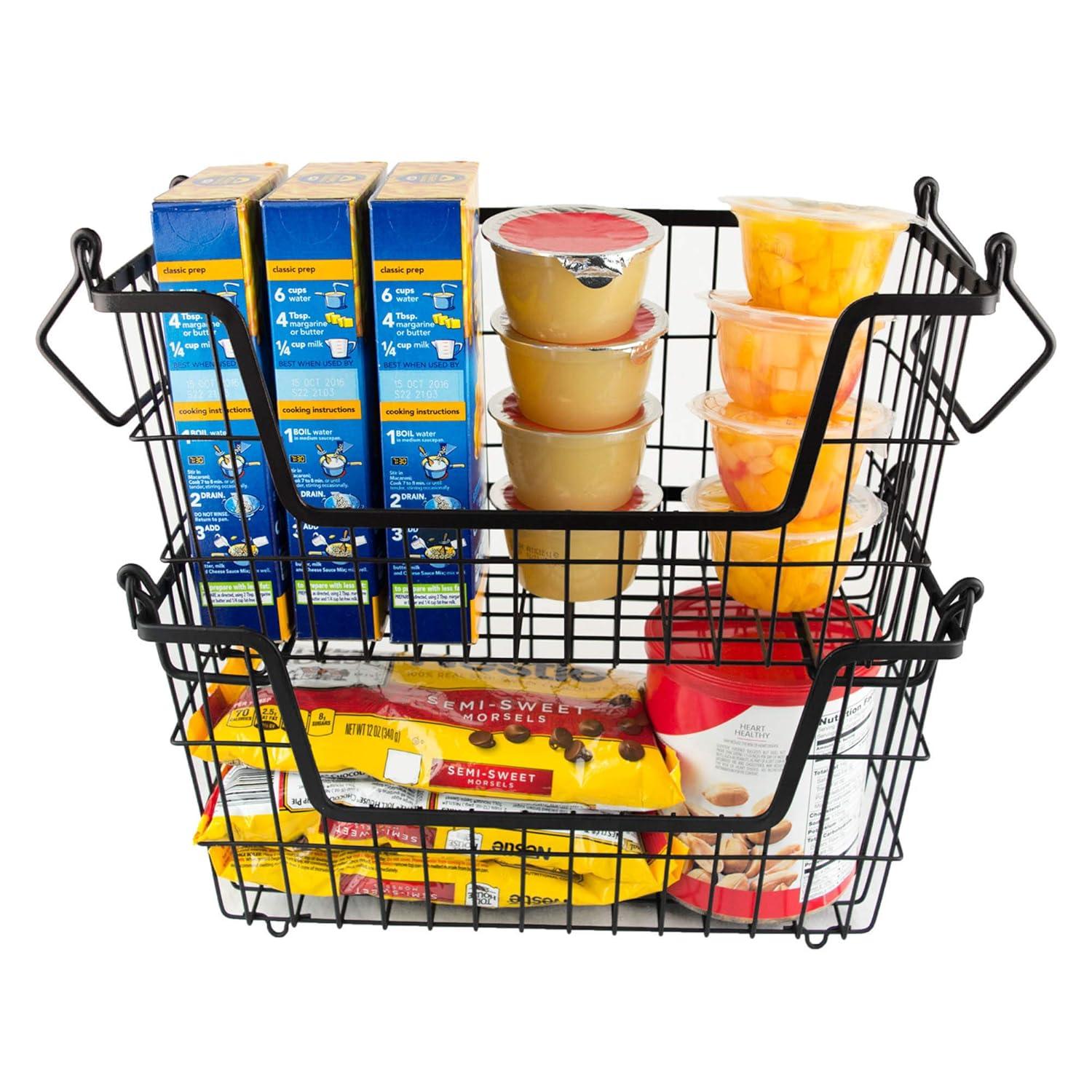 DII Metal Wire Mesh Stackable Utility Storage Bin, Small Rectangle, 13x6x7", White