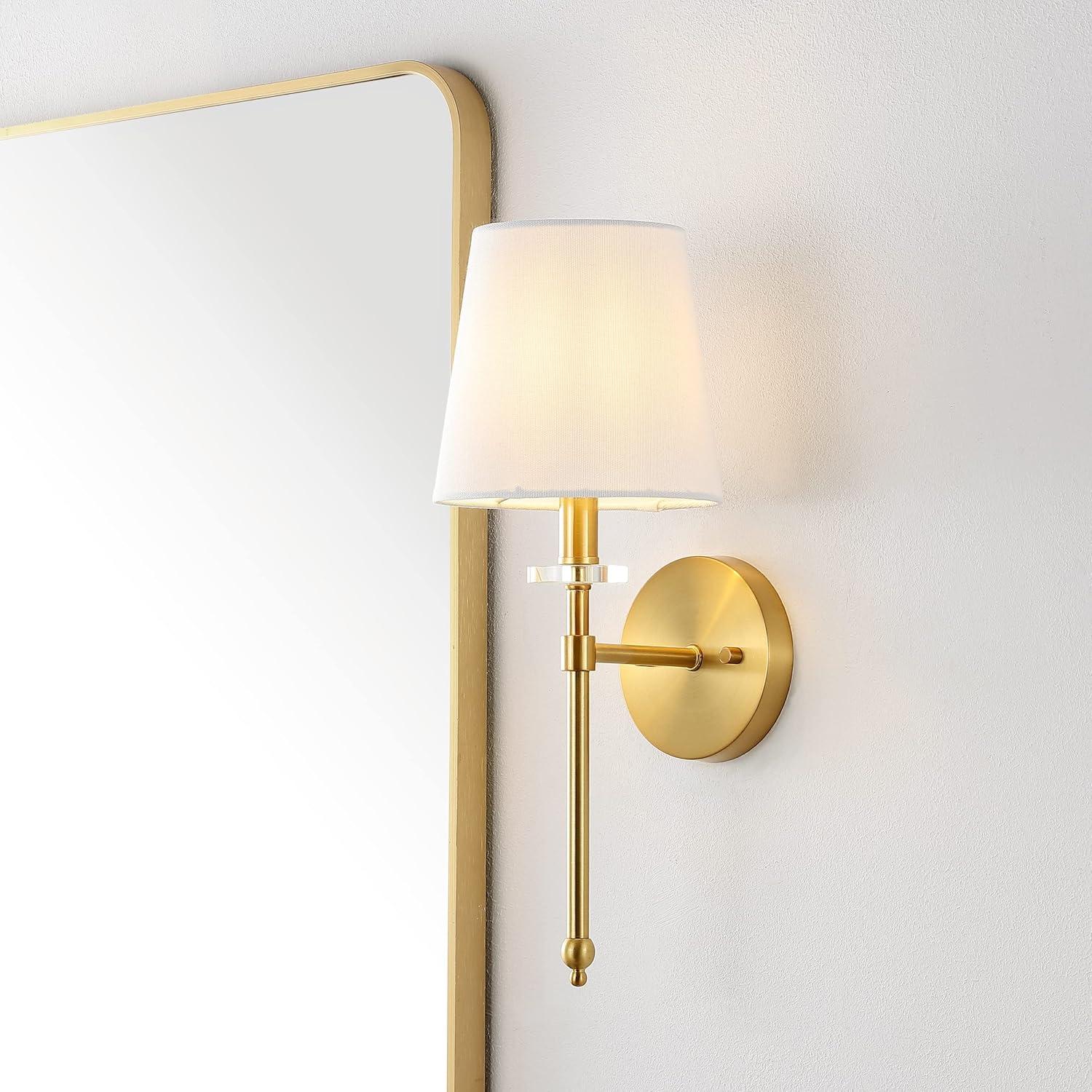 JONATHAN Y JYL9920A Olivia 6.5" 1-Light Modern Midcentury Iron LED Vanity Contemporary French Country Bathroom Hallway Living Room Bedroom Mirror Cabinet, Brass Gold