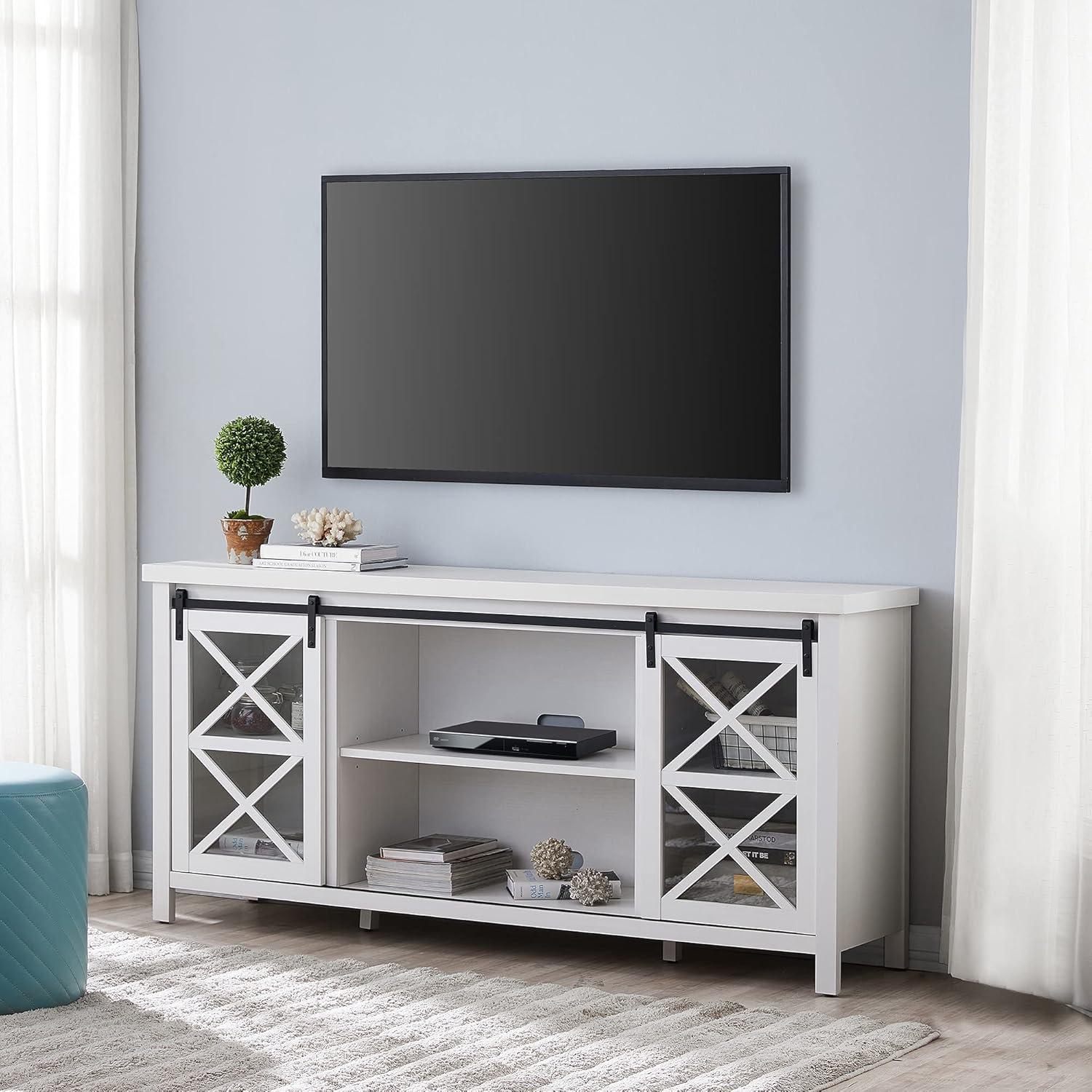 Evelyn&Zoe Clementine Rectangular TV Stand for TV's up to 75", Black Grain