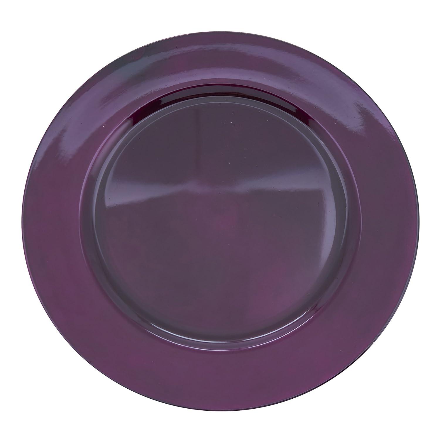 Saro Lifestyle Classic Solid Color Charger Plates, Eggplant, 13" Round