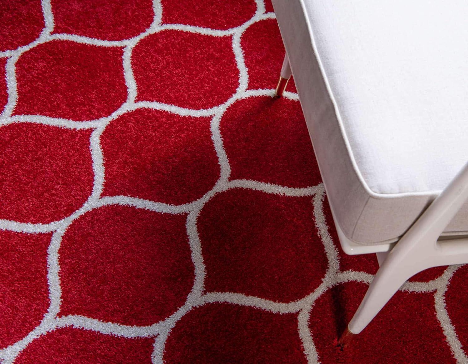 Unique Loom 10' 0 x 14' 0 Trellis Frieze Rounded Red Area Rug