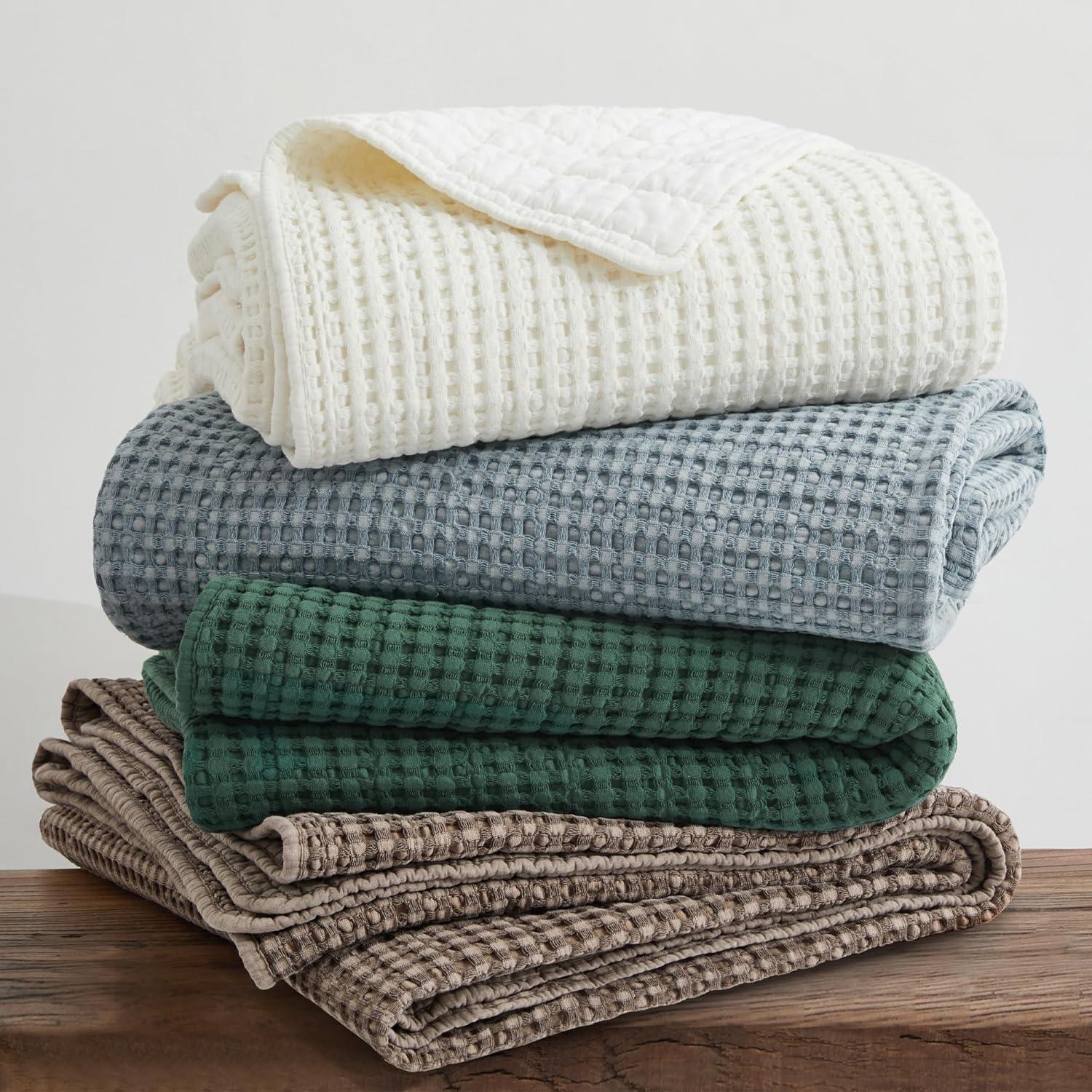 Mills Waffle Forest Green Twin Quilt Set - Levtex Home