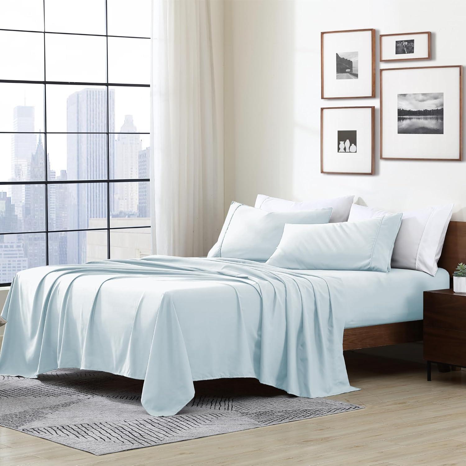 Aqua Twin XL Lightweight Microfiber Sheet Set