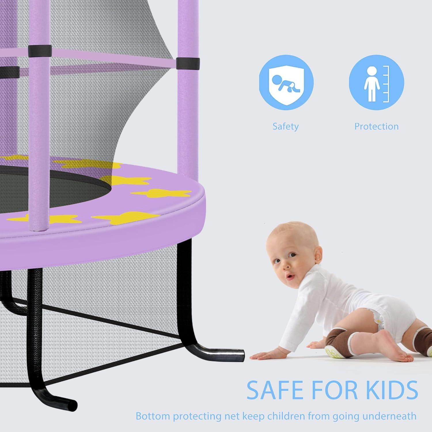 wendeway 55 Inch Kids Trampoline With Safety Enclosure Net | Wayfair