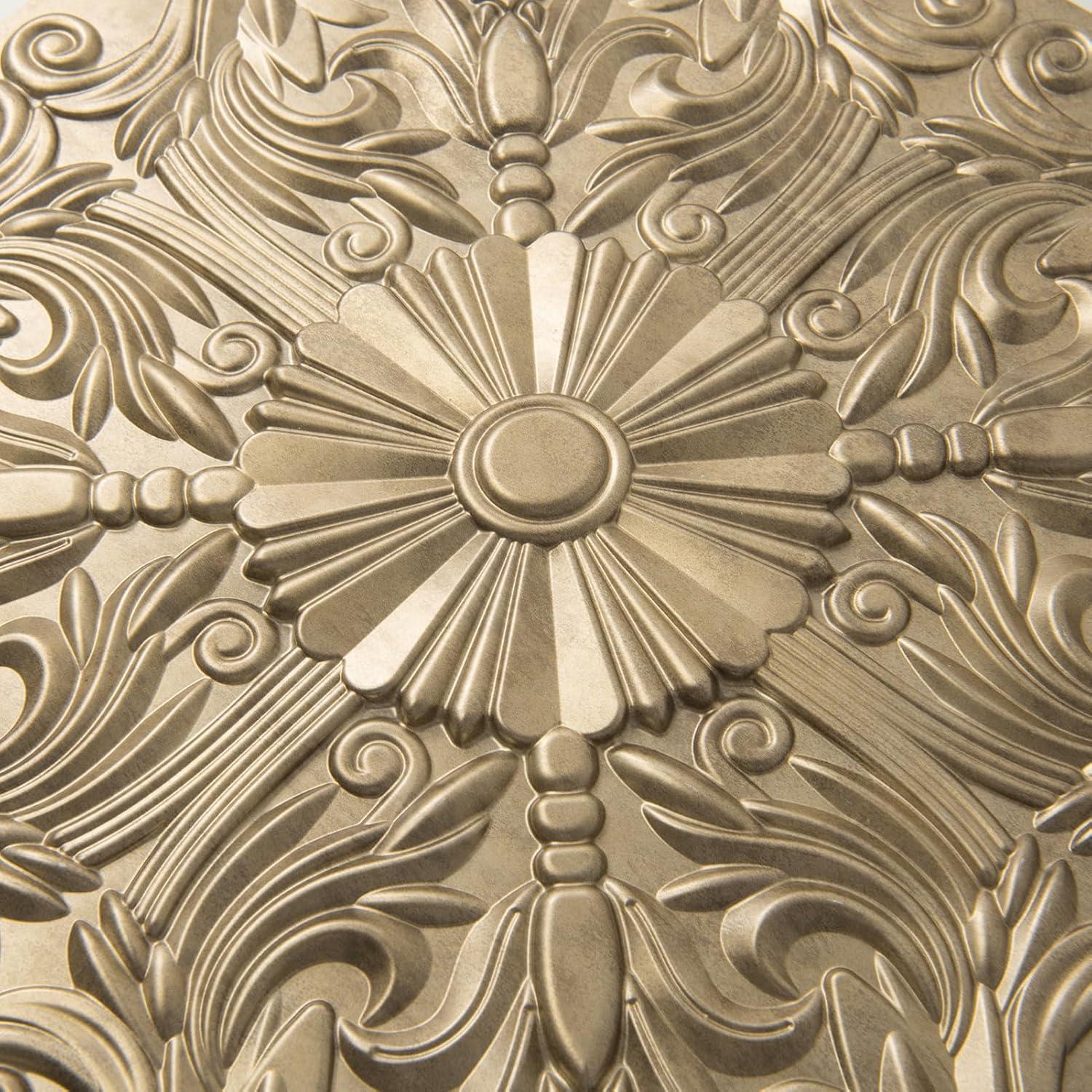 Antique Gold Spanish Floral 24x24 PVC Ceiling and Wall Tiles