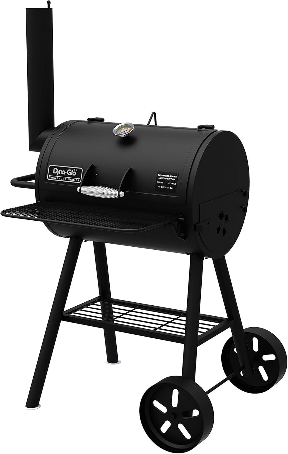 Dyna-Glo 37" Black Steel Barrel Charcoal Grill with Smoker