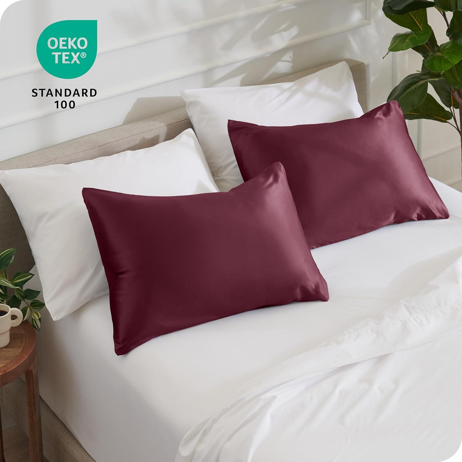Bare Home Soft Poly Satin Pillowcase Set