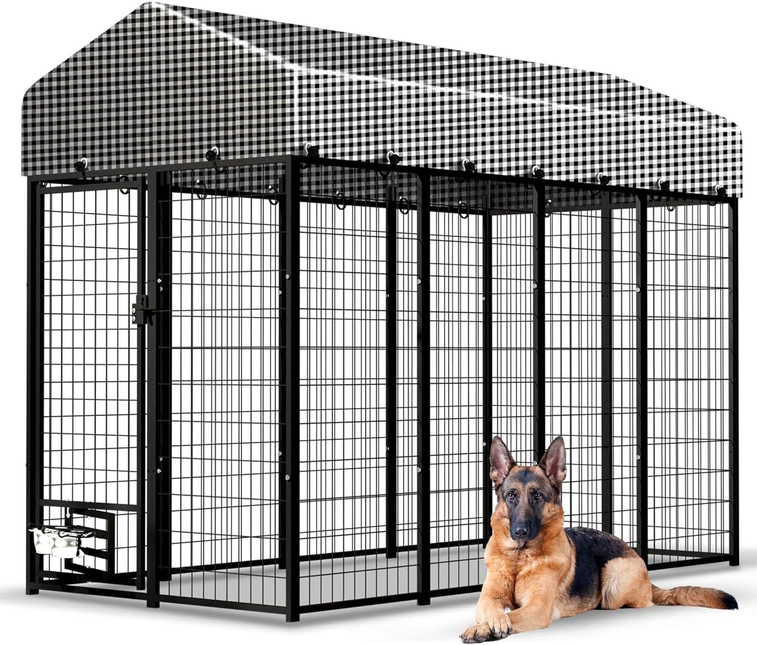 Zimtown Outdoor Dog Kennel Heavy Duty Dog Cage with Cover 8' x 4' x 6'