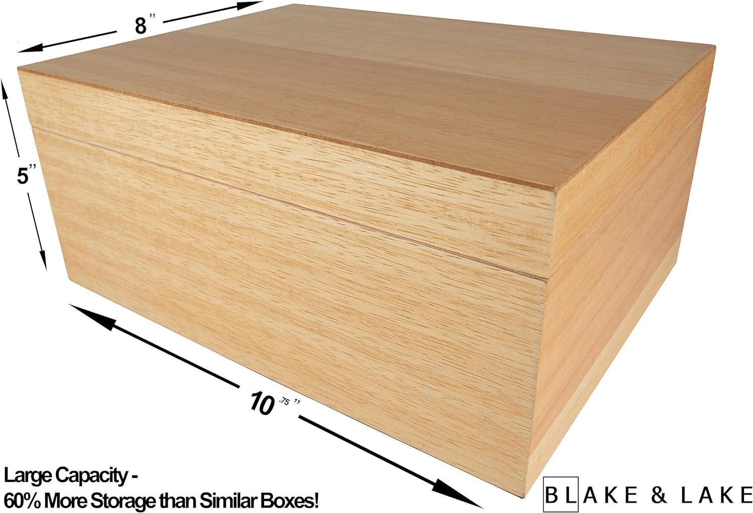 Black Wooden Storage Box with Hinged Lid and Locking Key- Large Keepsake Box with Lock - Wood Chest with Matte Finish - Store Jewelry Keepsakes Photos Gift Boxes (Black)