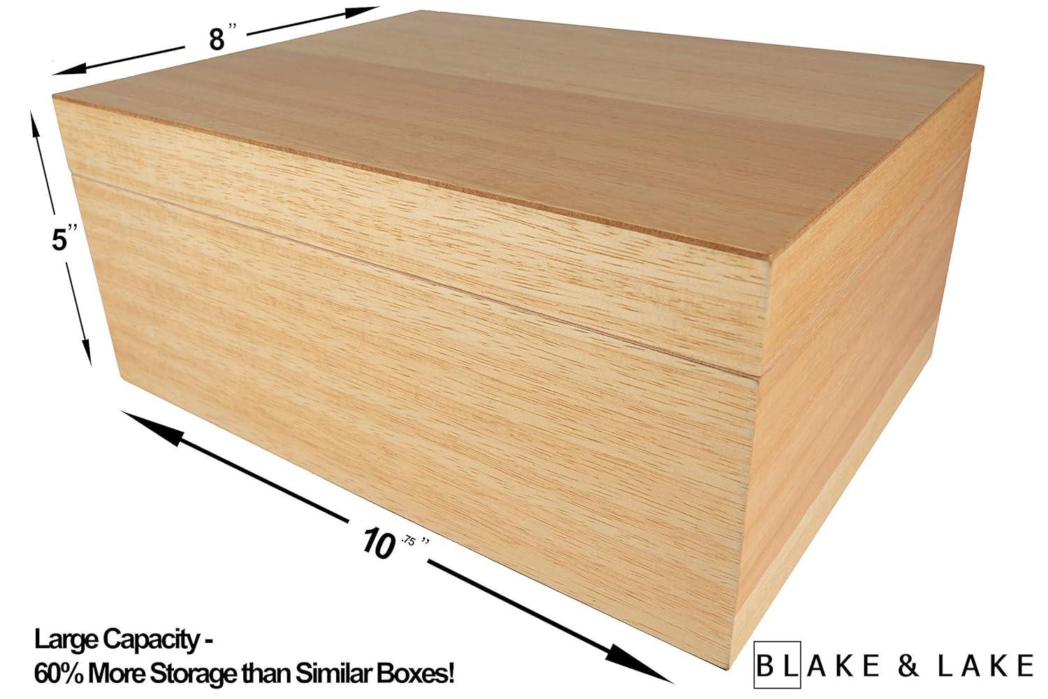 Black Wooden Storage Box with Hinged Lid and Locking Key- Large Keepsake Box with Lock - Wood Chest with Matte Finish - Store Jewelry Keepsakes Photos Gift Boxes (Black)