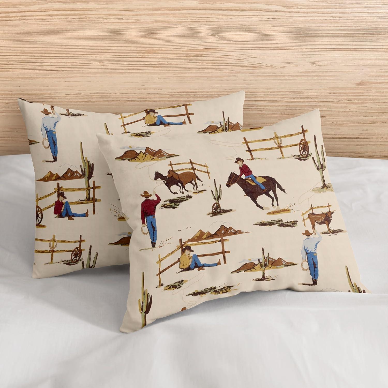 Wild West Cowboy Pillow Shams - 2 Pack Set (Set of 2)
