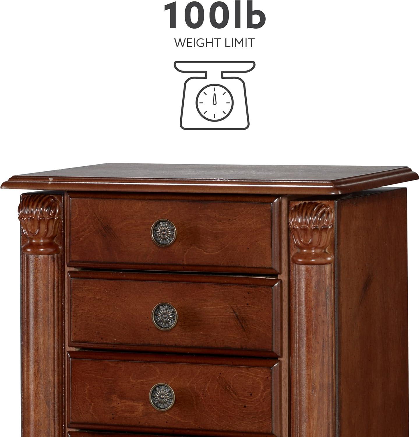 Lightly Distressed Deep Cherry Jewelry Armoire