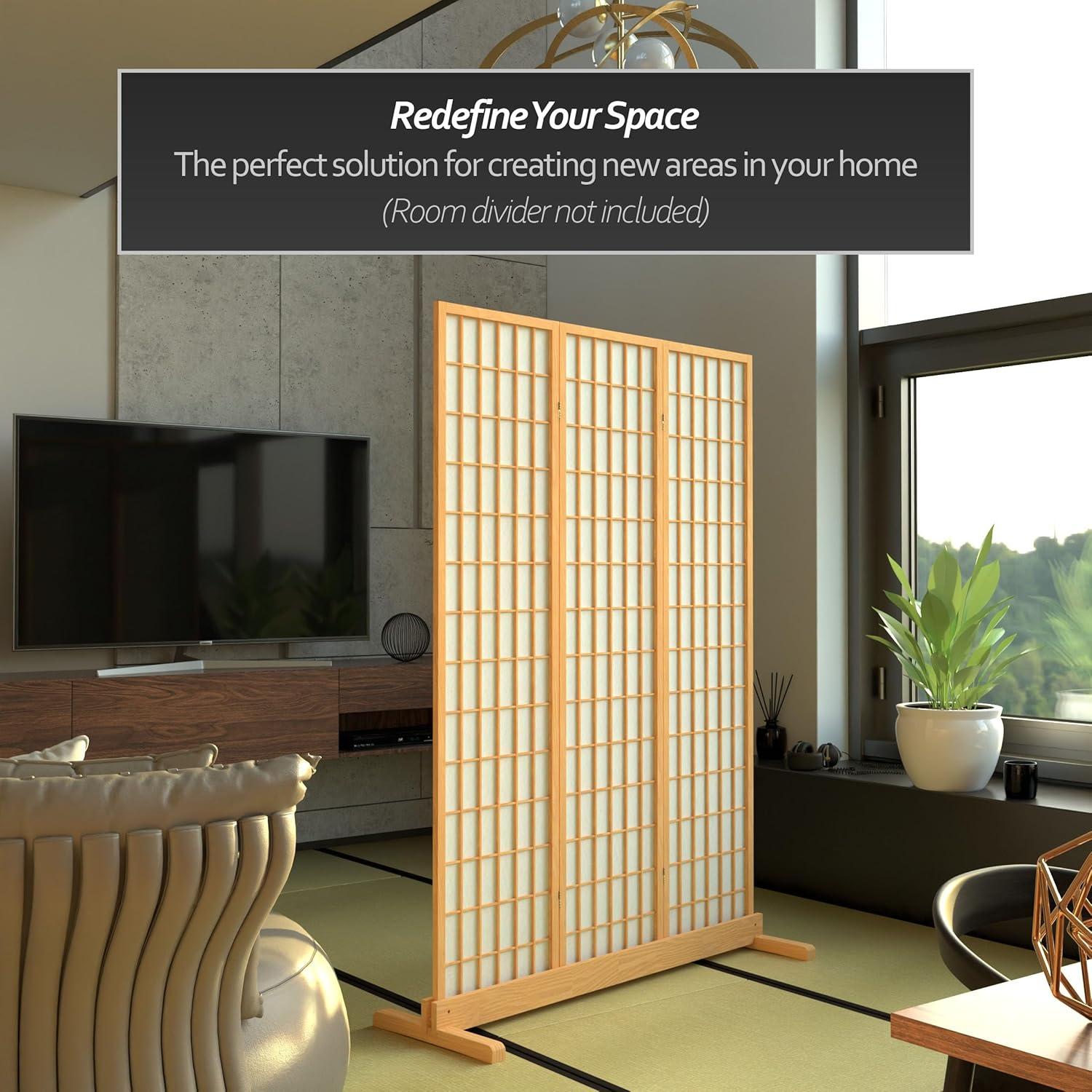 Room Divider Stand Natural 3 Panel