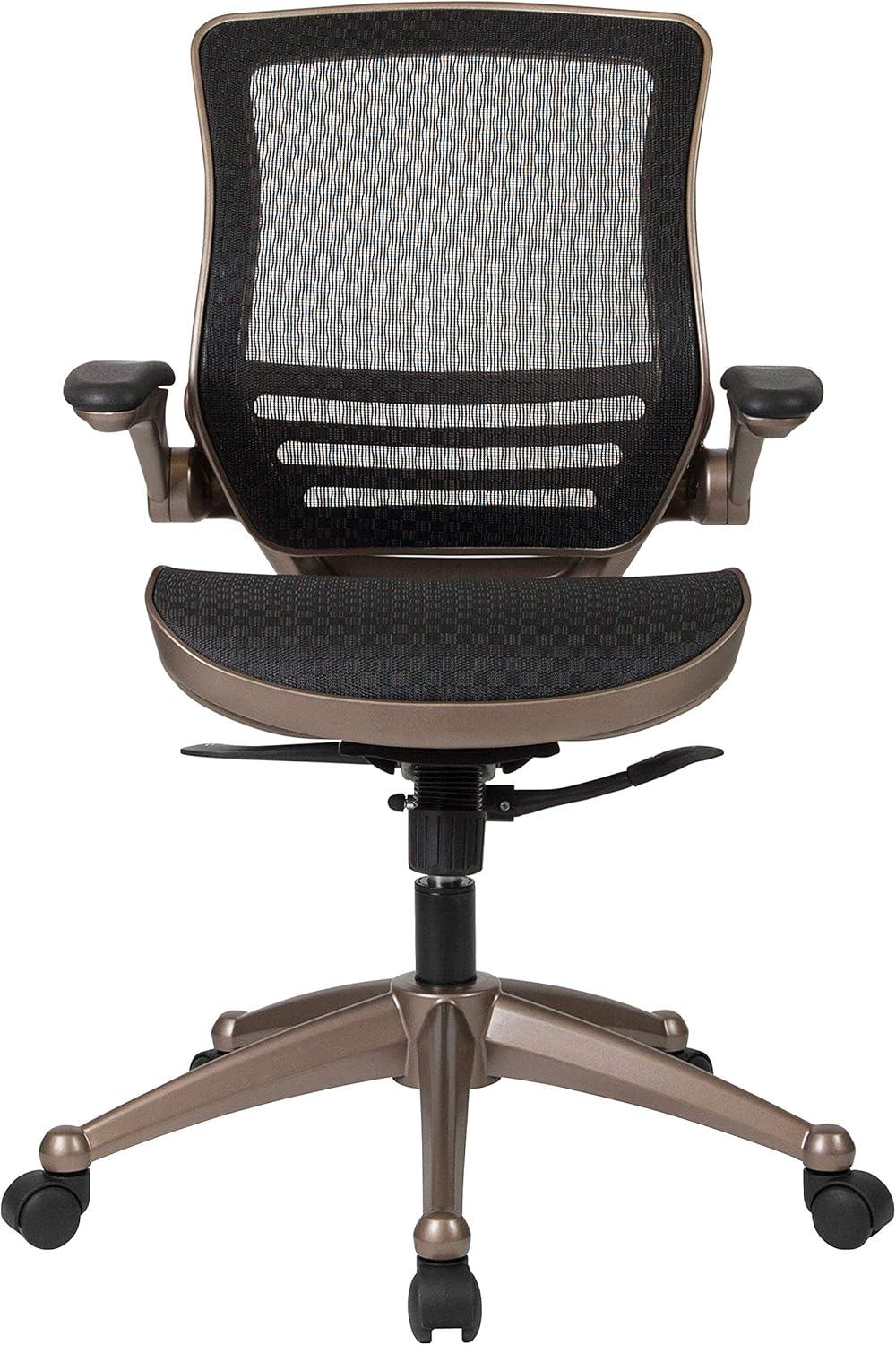 Flash Furniture Mid-Back Transparent Mesh Executive Swivel Office Chair with Flip-Up Arms