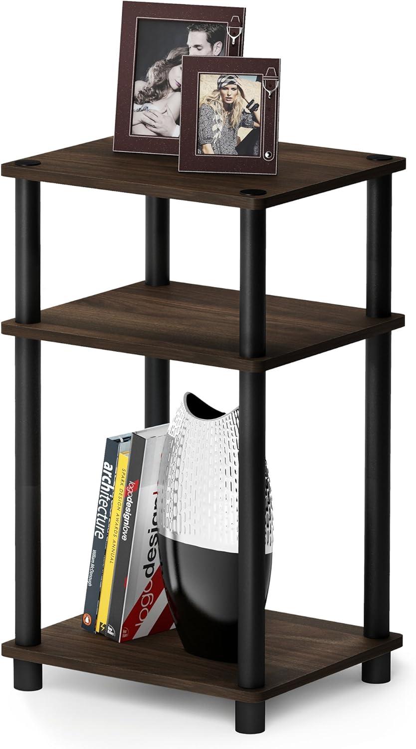 Furinno Just 3-Tier Turn-N-Tube End Table, 1-Pack, Columbia Walnut/Black