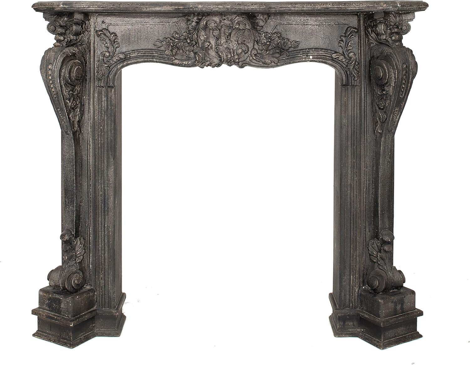 Storied Home Ornate Decorative Fireplace Mantel Black: Wall Mount, MDF Frame, Adult Assembly