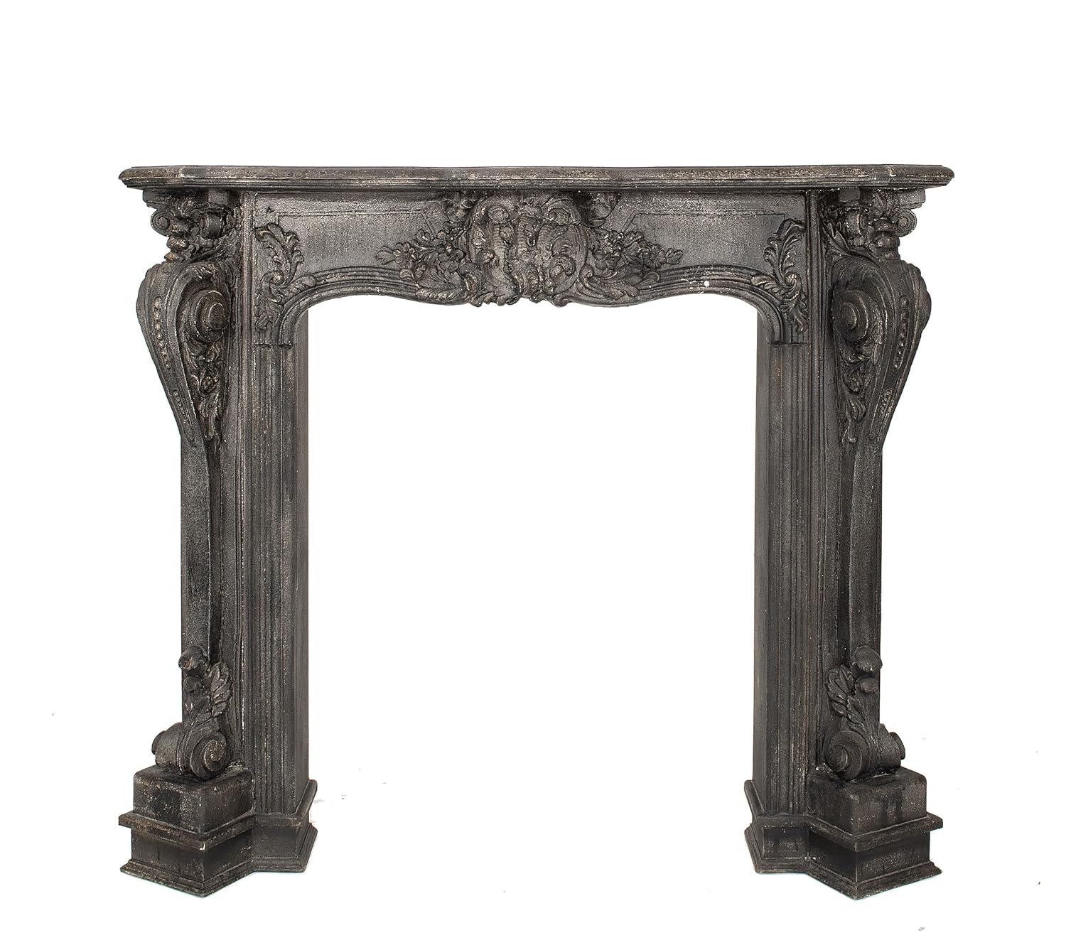 Storied Home Ornate Decorative Fireplace Mantel Black: Wall Mount, MDF Frame, Adult Assembly