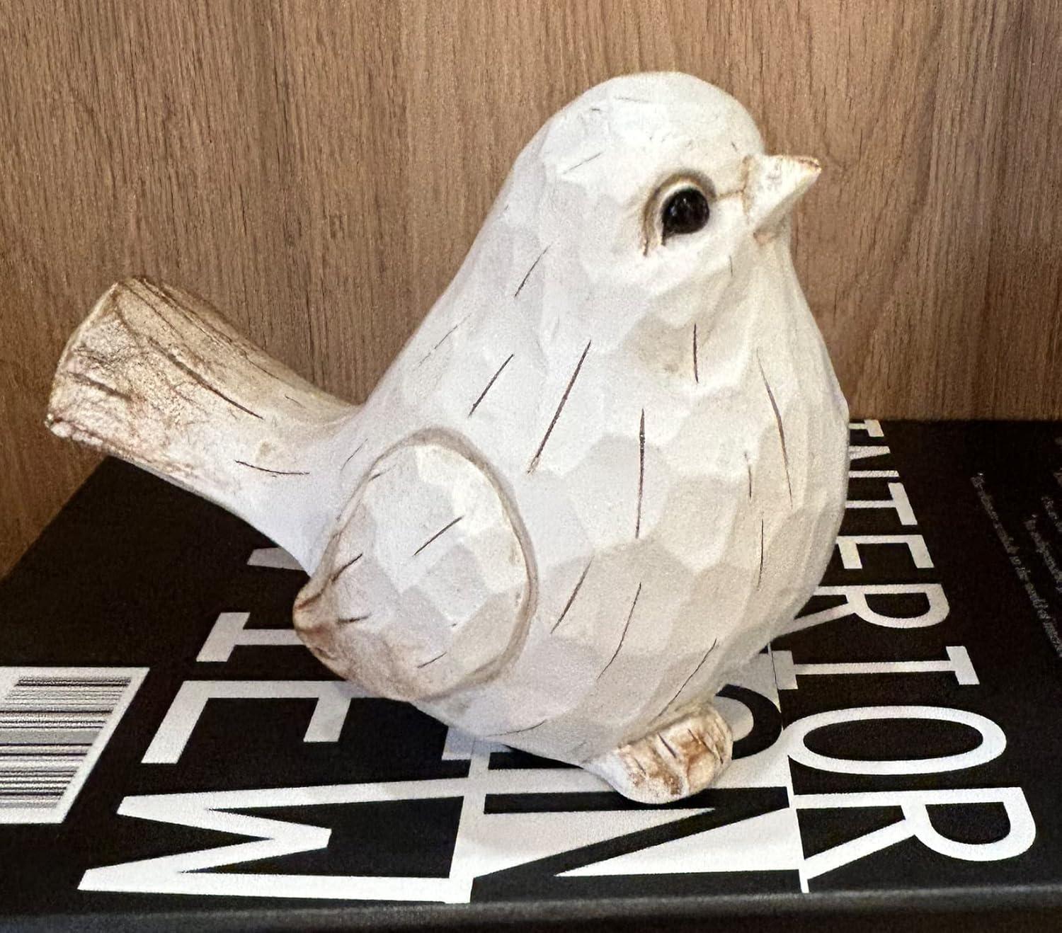 QIAOIDEA Modern Farmhouse 5.25” Spring White Bird Resin Figurine & Knick-Knack