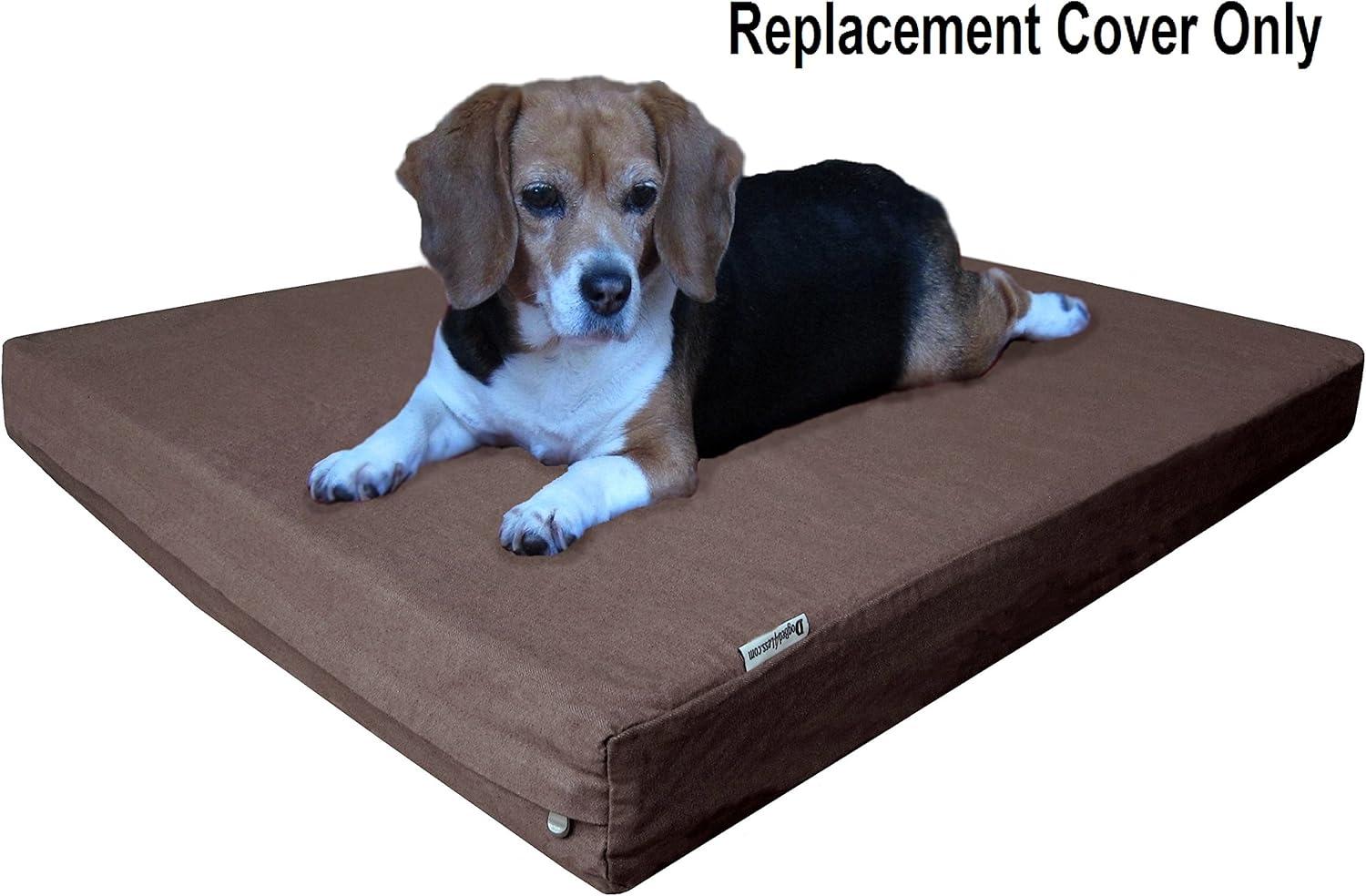 Dogbed4less 35"X20"X4" Size Brown Denim Washable External Replacement Cover Only