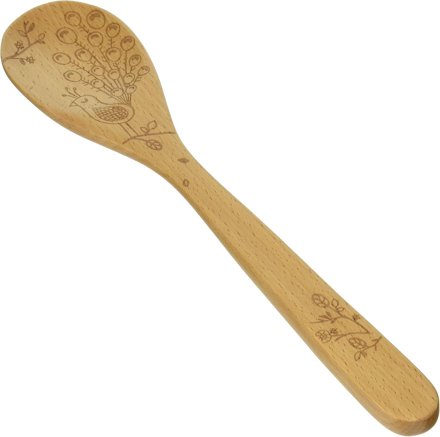 Talisman Designs Laser Etched Beechwood Mixing Spoon, Woodland Collection, Set of 1