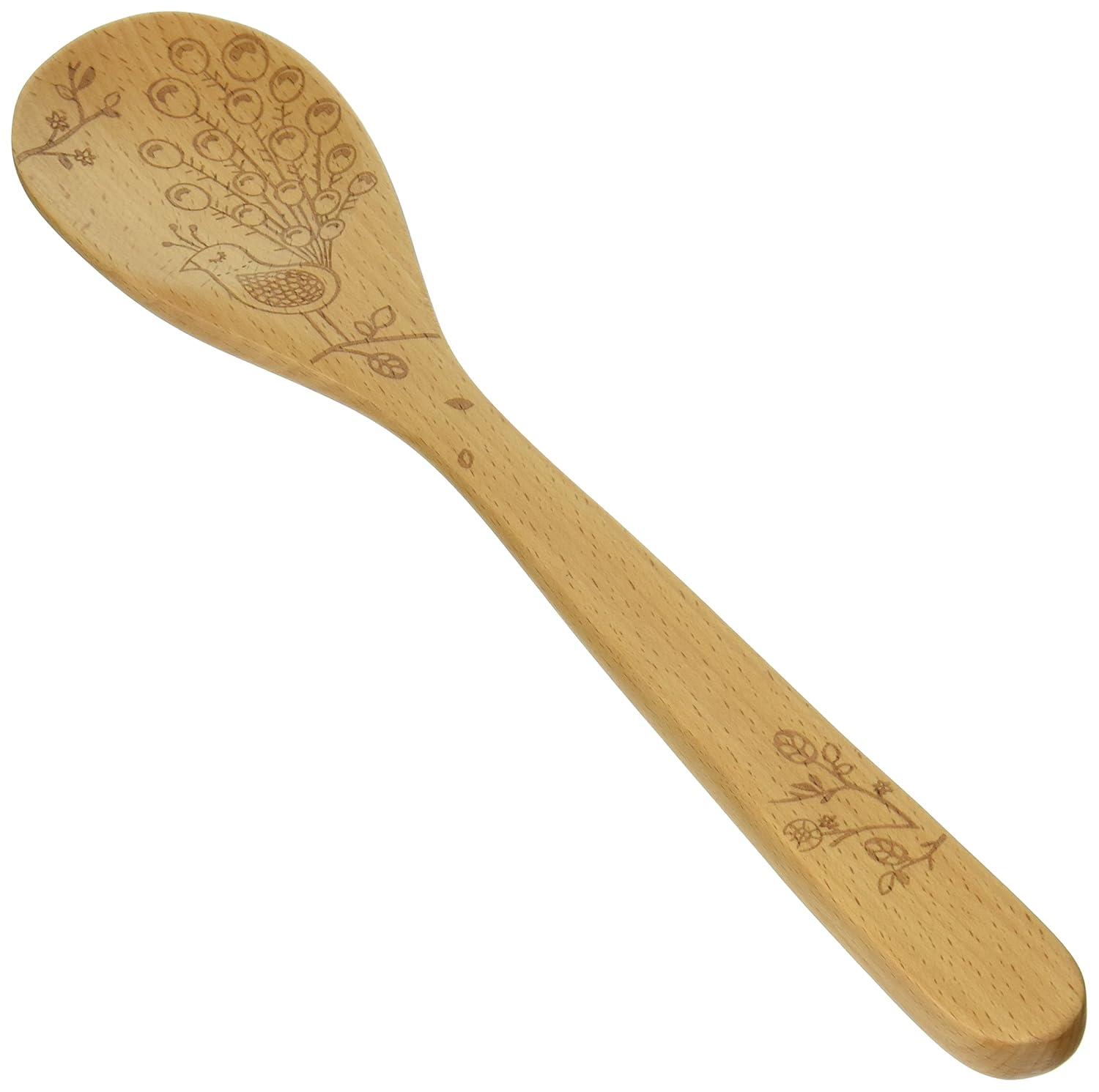 Talisman Designs Laser Etched Beechwood Mixing Spoon, Woodland Collection, Set of 1