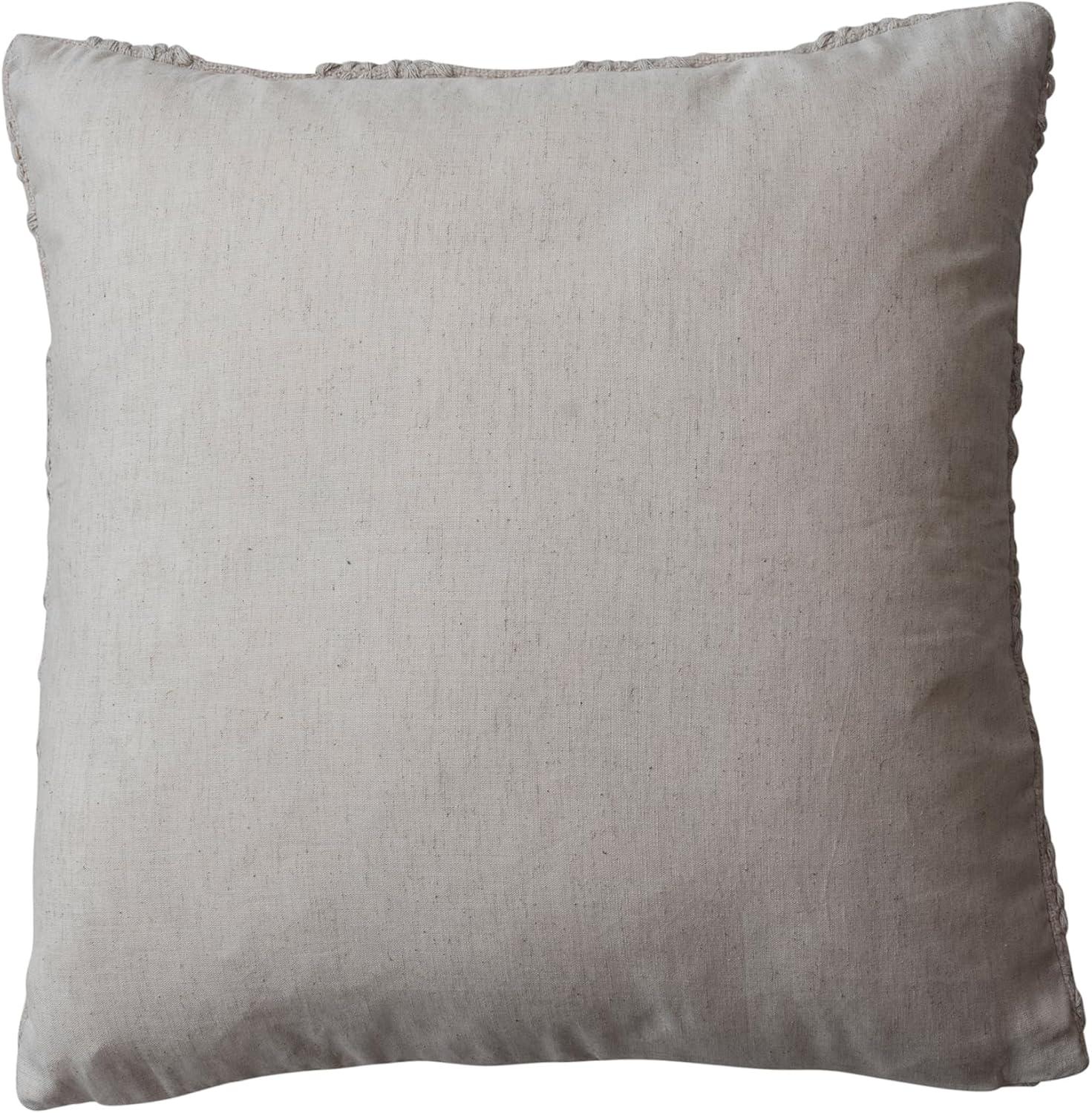 Natural Hand-Embroidered Cotton Linen Seashell Square Pillow