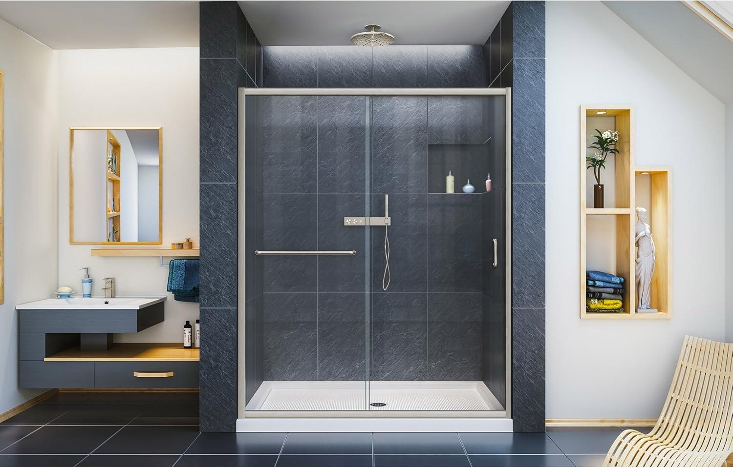 Infinity-Z 60" W x 72" H Single Sliding Frameless Shower Door