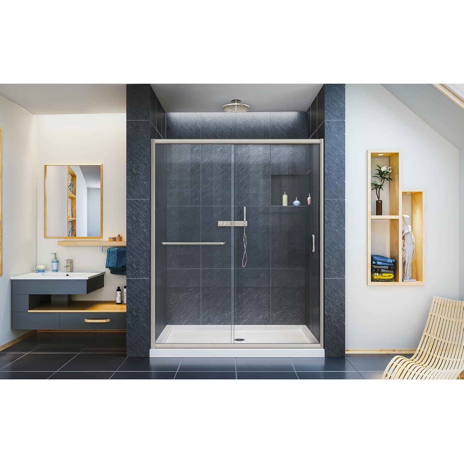 Infinity-Z 60" W x 30" D x 74.75" H Semi-frameless Sliding Shower Kit