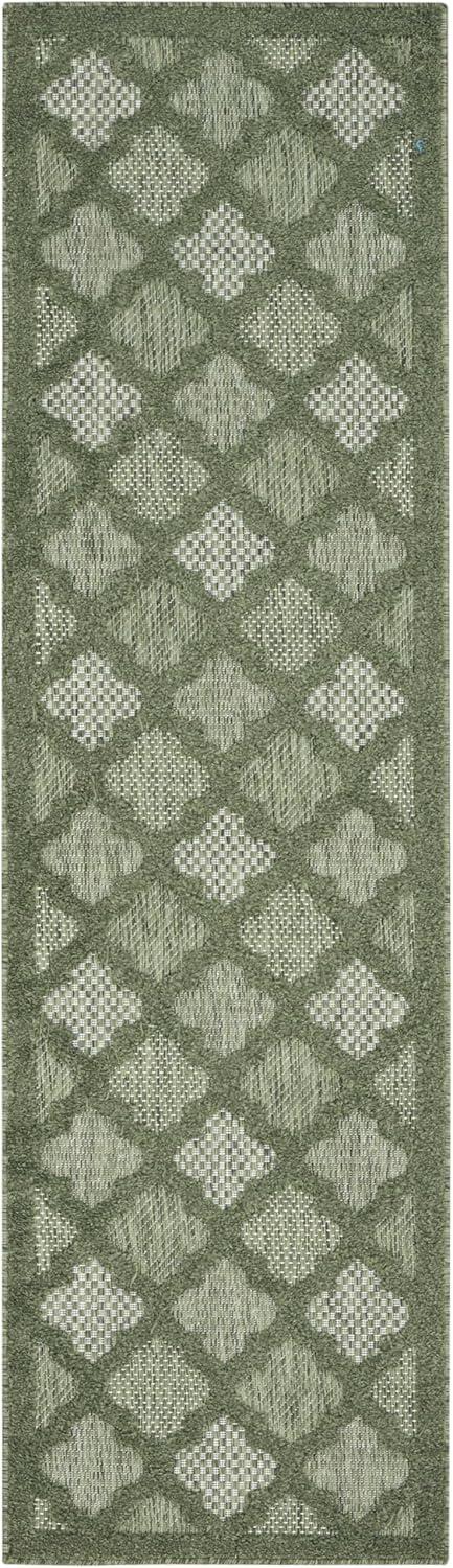 Easy Care Green 2 ft. x 8 ft. Trellis Contemporary Runner Area Rug