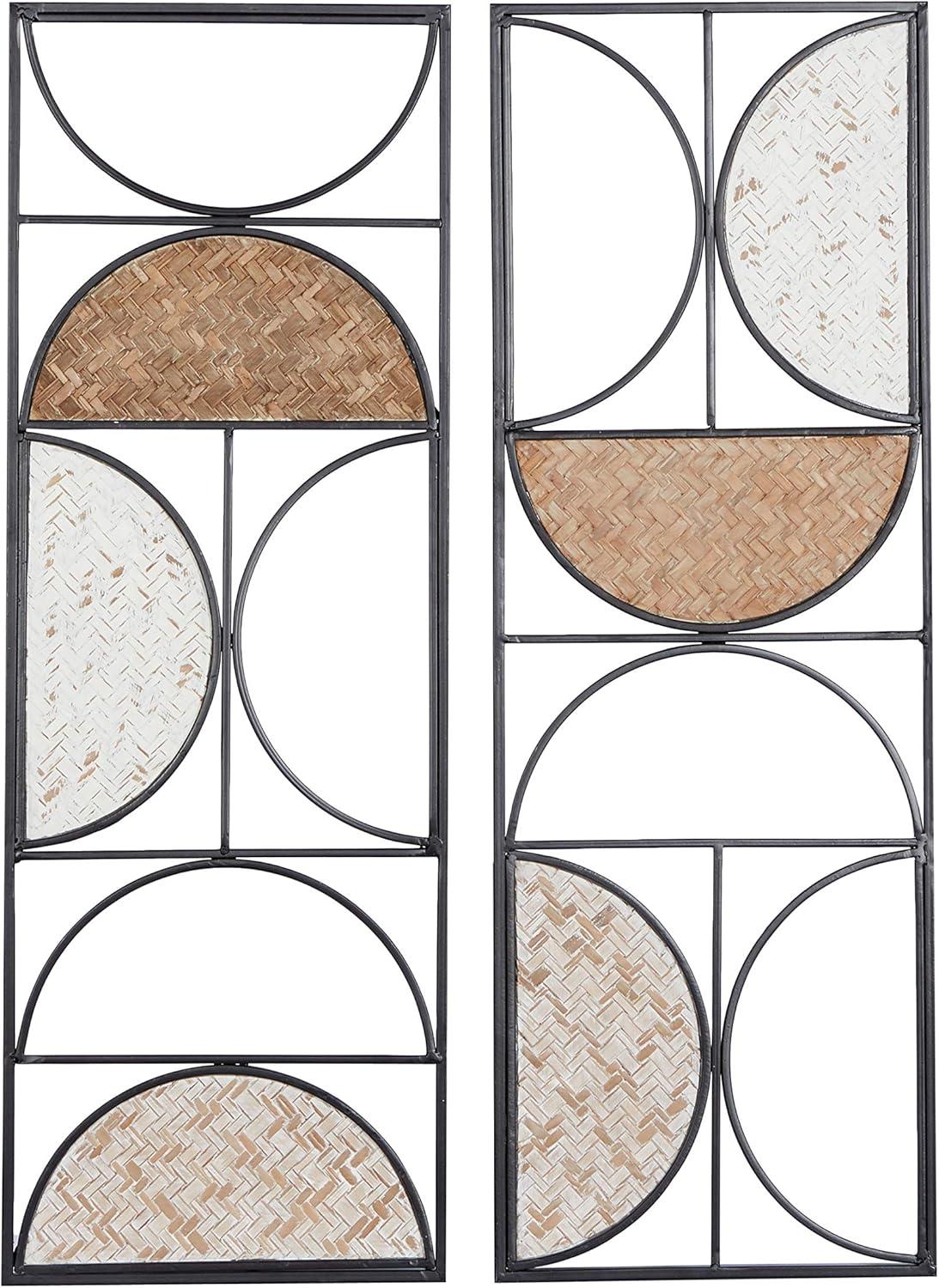 Brown and Beige Metal Geometric Wall Decor Set, 30" x 11"