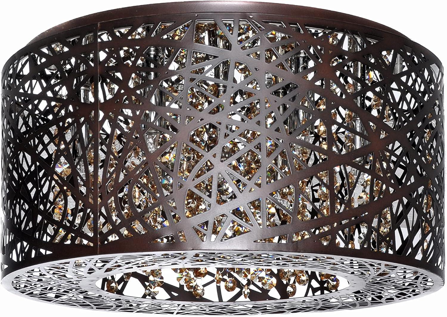ET2 E21300-10BZ Inca 7 Light Bronze Flush Mount Ceiling Light in Without Bulb, Cognac - 16 in.