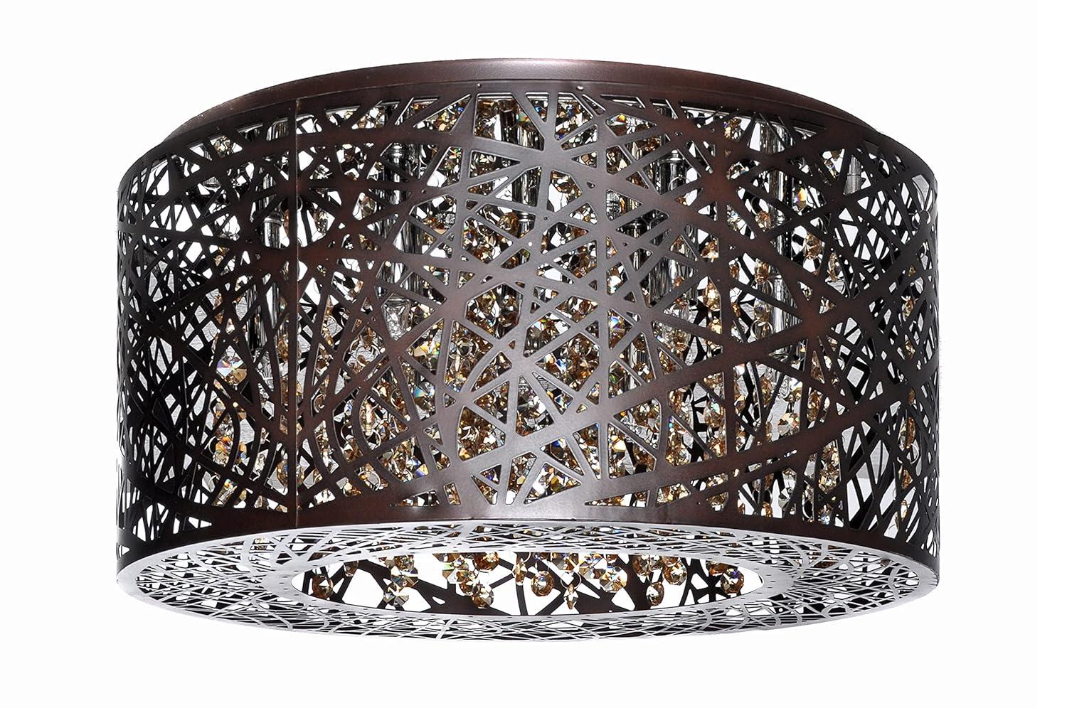 ET2 E21300-10BZ Inca 7 Light Bronze Flush Mount Ceiling Light in Without Bulb, Cognac - 16 in.
