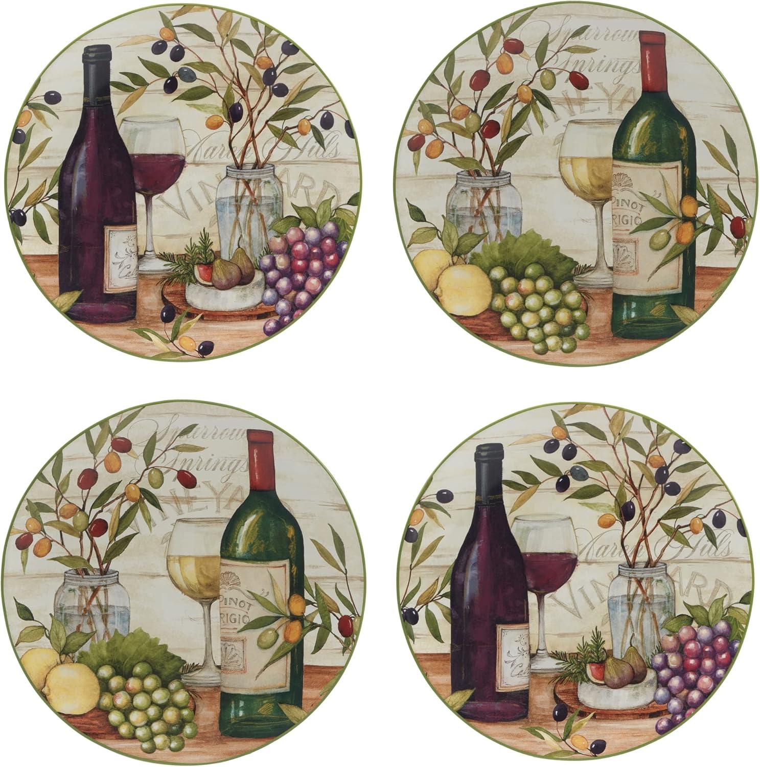 Certified International Meadow Brook Vineyard Set Of 4 Dinner Plate 10.5" 2 Asst.