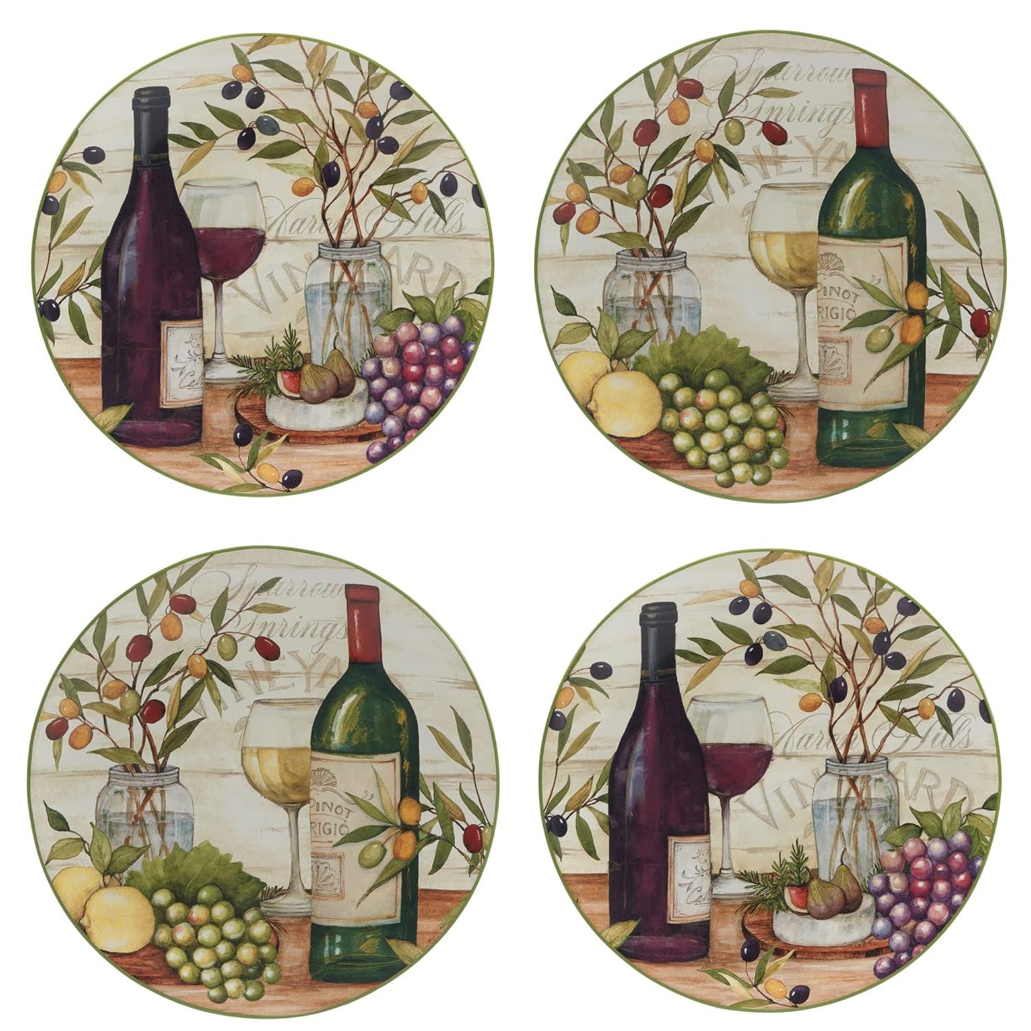 Certified International Meadow Brook Vineyard Set Of 4 Dinner Plate 10.5" 2 Asst.