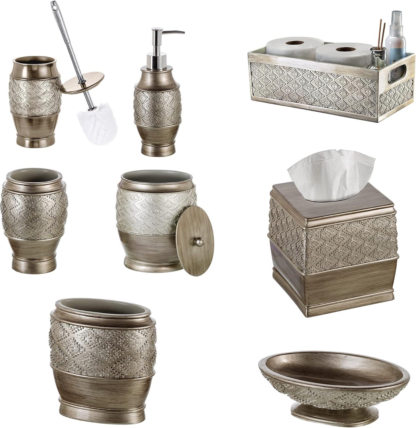 Creative Scents Dublin Silver Bathroom Accessory Set - 6 Piece