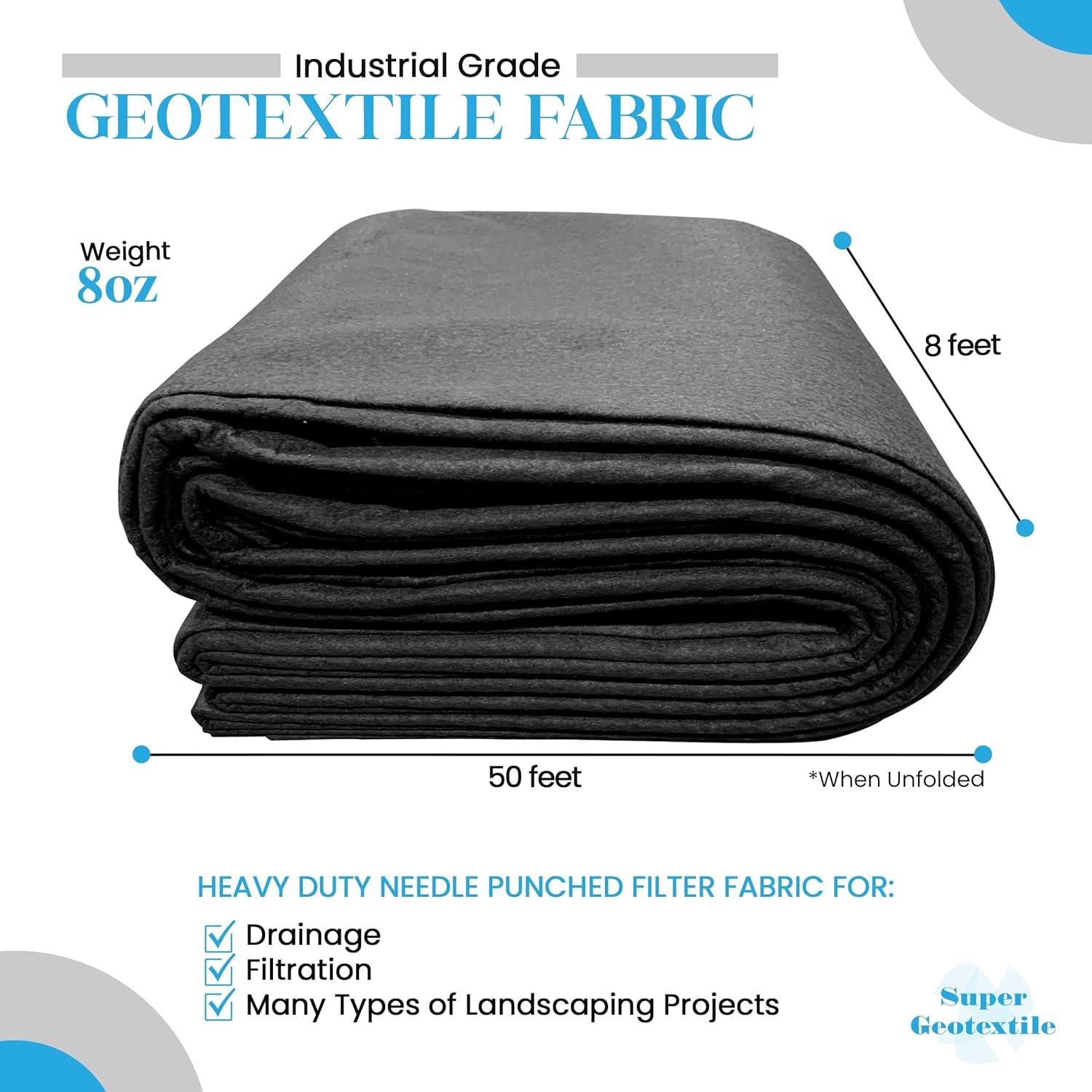 4, 6, 8 oz Non Woven Fabric for Landscaping, French Drains, Underlayment, Erosion Control, Construction Projects - 4 oz (8x50) Ships Folded
