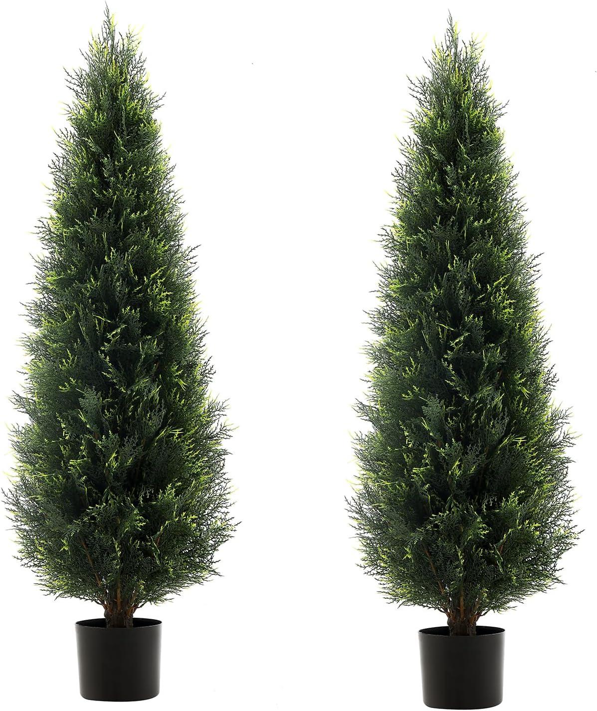 4ft UV Resistant Potted Artificial Cedar Topiary Trees