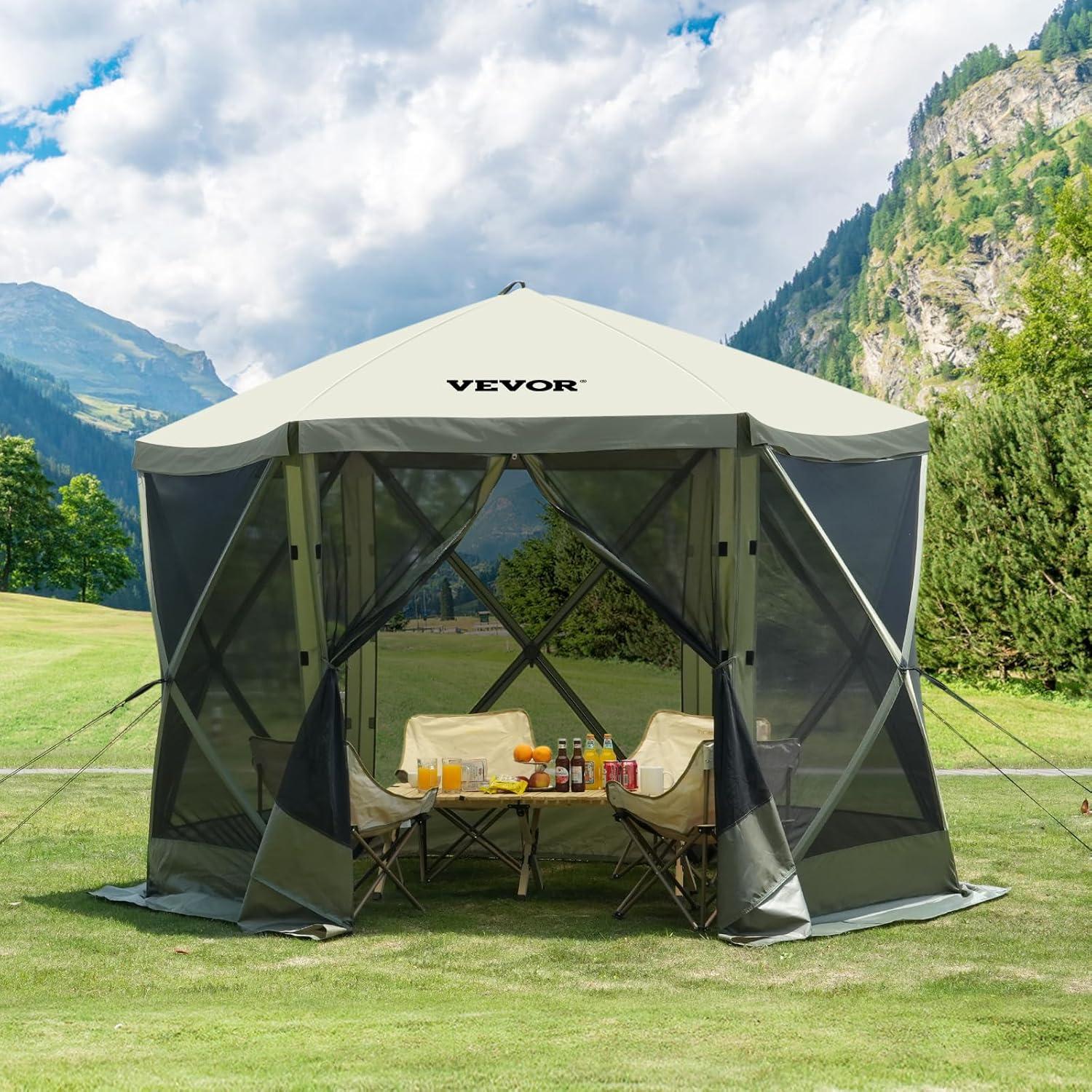 Army Green 10x10FT Pop-Up Gazebo Tent with Mesh Windows